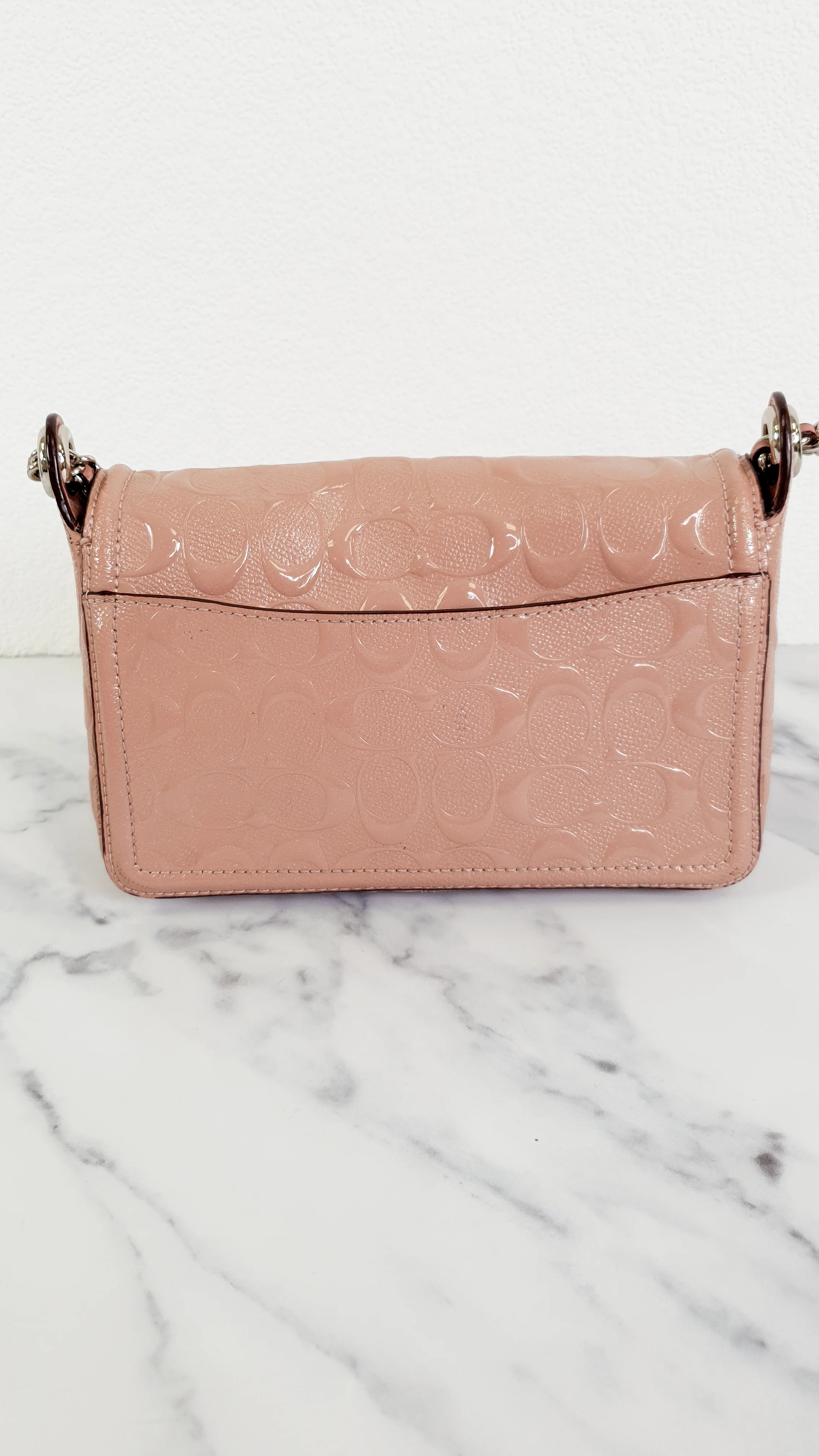 Coach Lex Small Flap Bag in Signature Debossed Patent Leather in Blush Pink - Crossbody Bag Shoulder Bag - Coach F22292 - Image 7