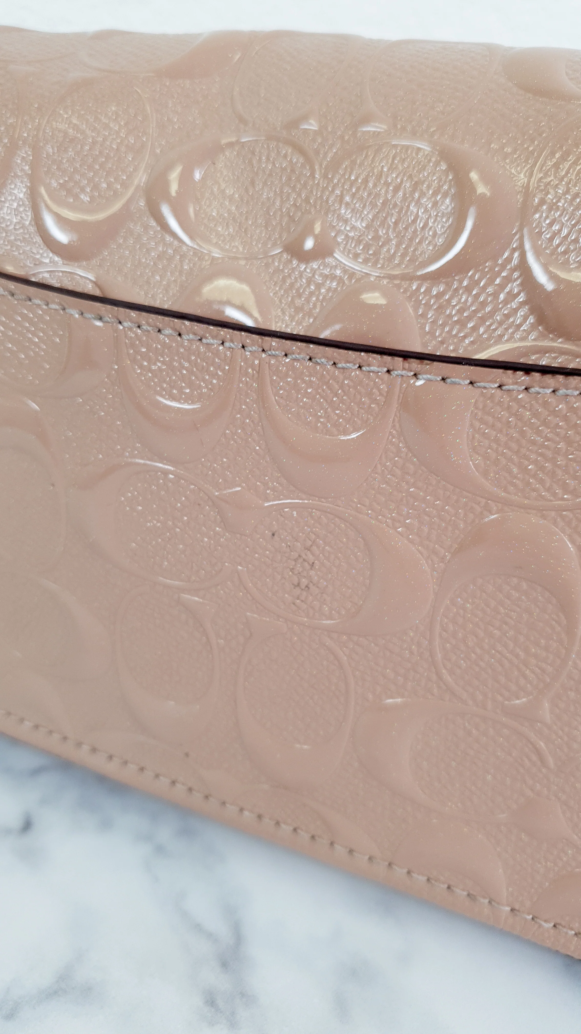 Coach Lex Small Flap Bag in Signature Debossed Patent Leather in Blush Pink - Crossbody Bag Shoulder Bag - Coach F22292 - Image 8