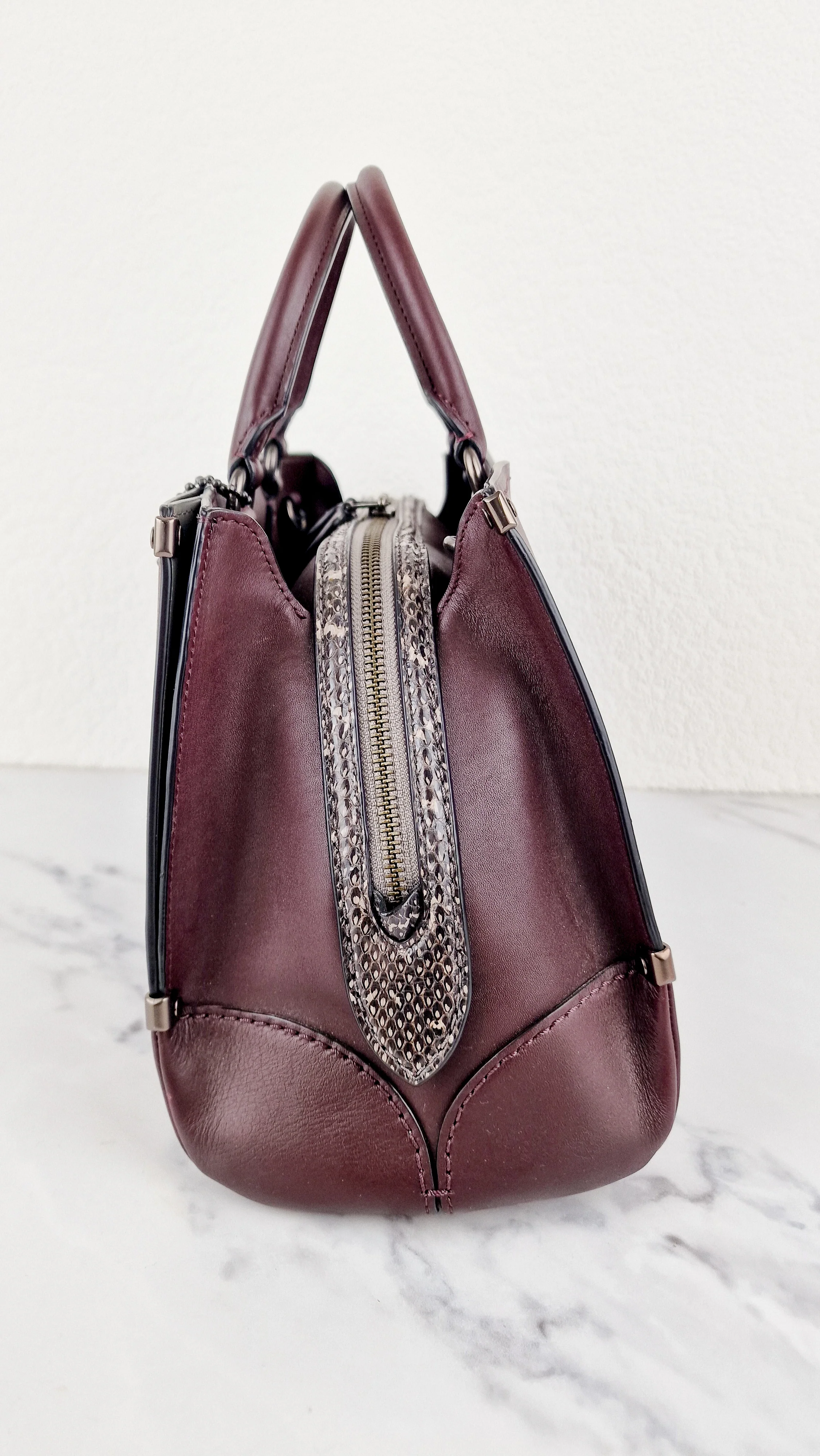 Coach Mason Carryall in Oxblood Smooth Leather with Snakeskin - Coach 38717 - Image 3