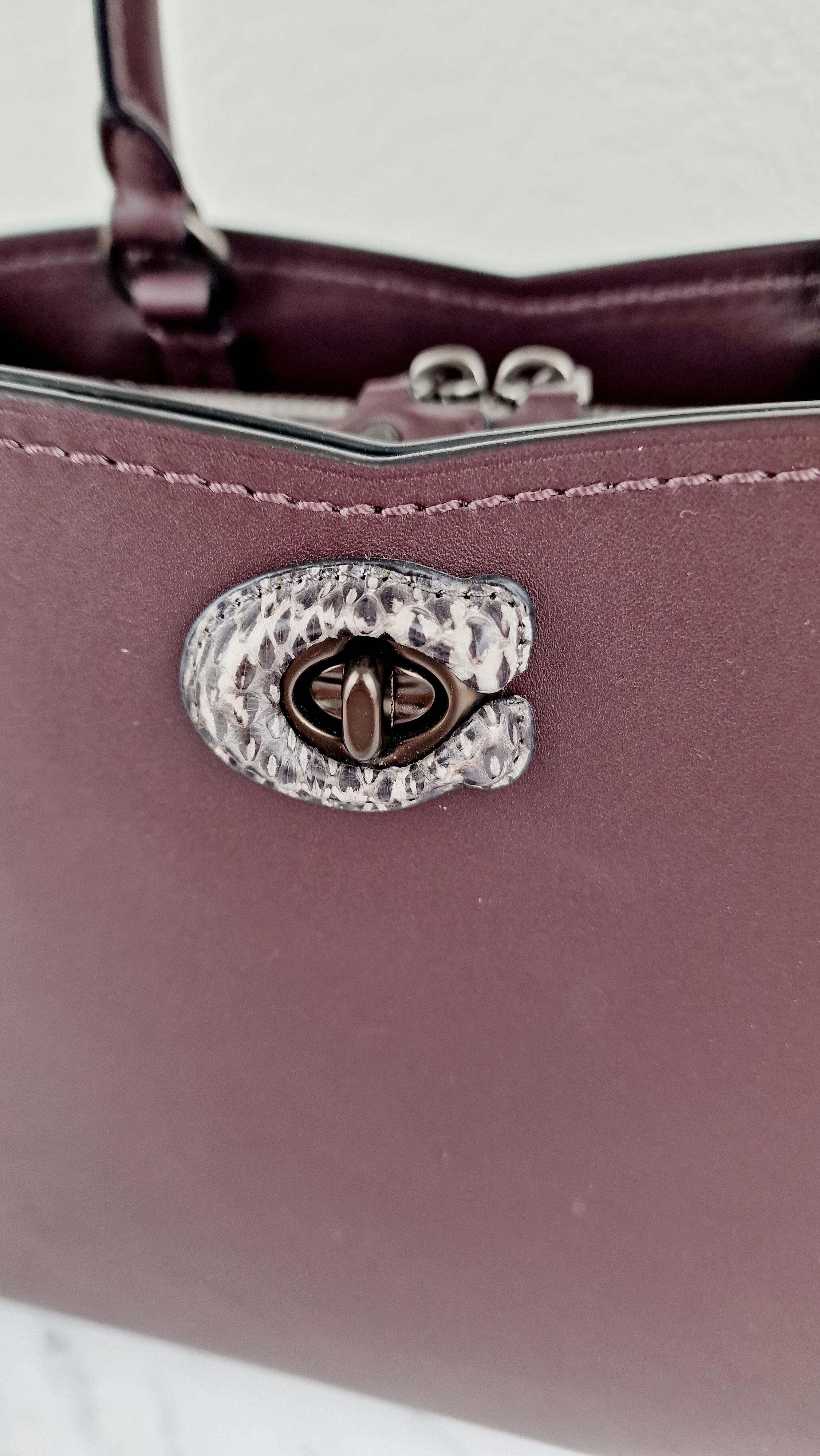 Coach Mason Carryall in Oxblood Smooth Leather with Snakeskin - Coach 38717 - Image 5