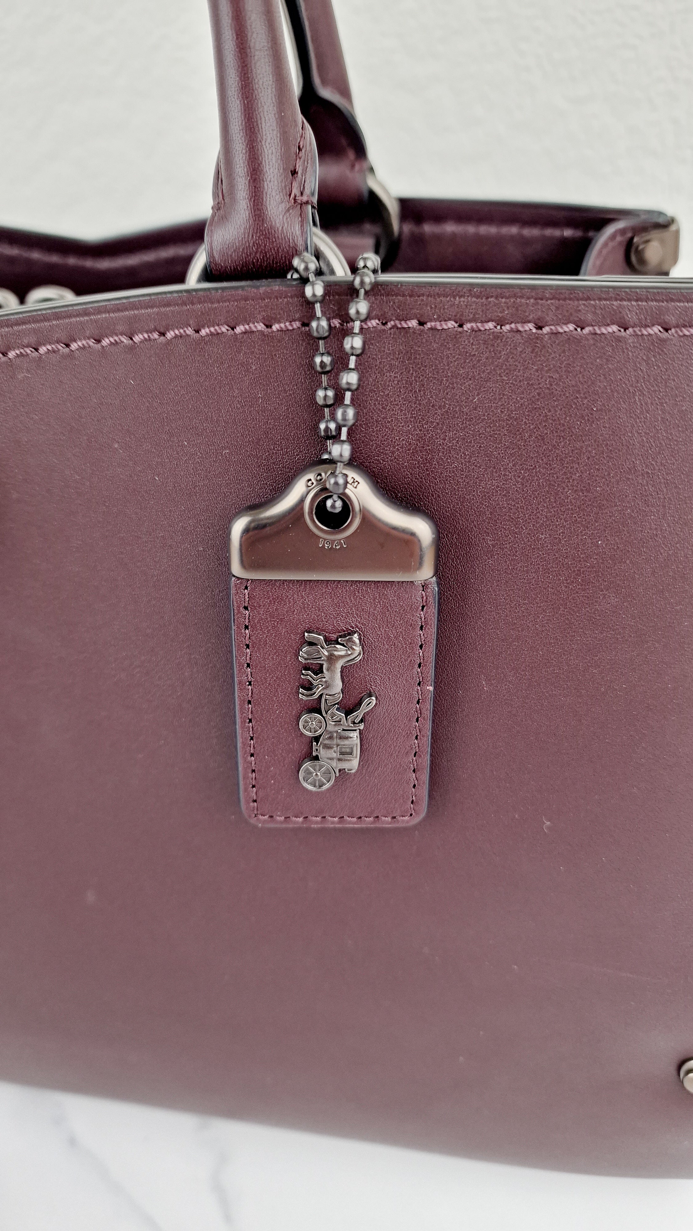 Coach Mason Carryall in Oxblood Smooth Leather with Snakeskin - Coach 38717 - Image 6