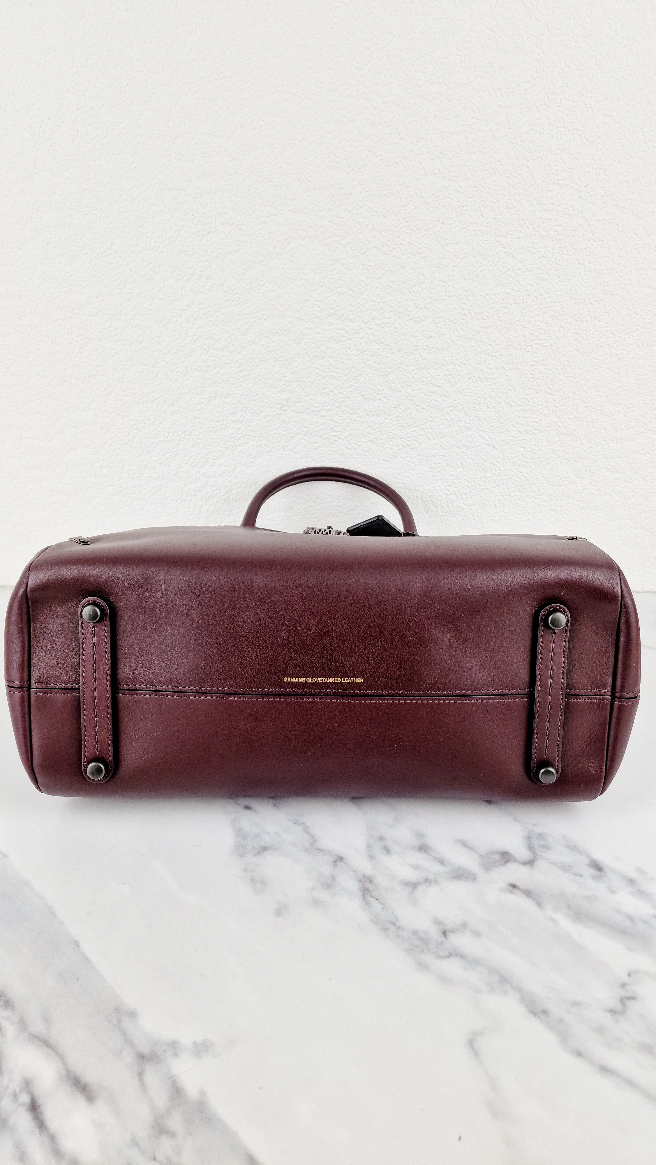 Coach Mason Carryall in Oxblood Smooth Leather with Snakeskin - Coach 38717 - Image 7