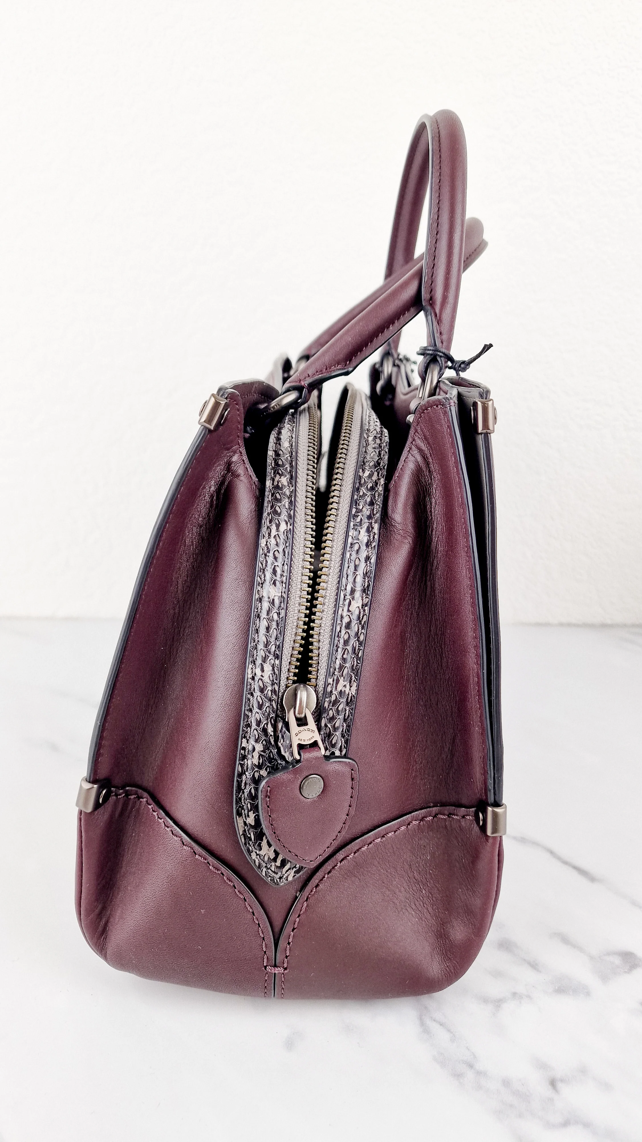 Coach Mason Carryall in Oxblood Smooth Leather with Snakeskin C Turnlock - Coach 38717 - Image 11
