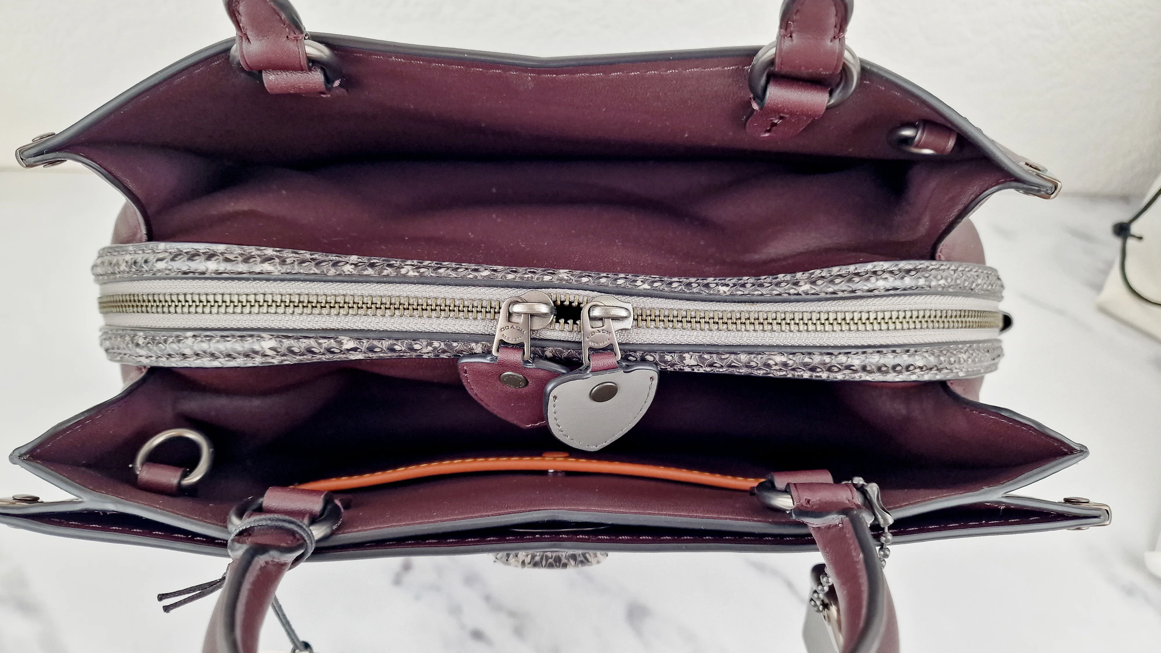 Coach Mason Carryall in Oxblood Smooth Leather with Snakeskin C Turnlock - Coach 38717 - Image 13