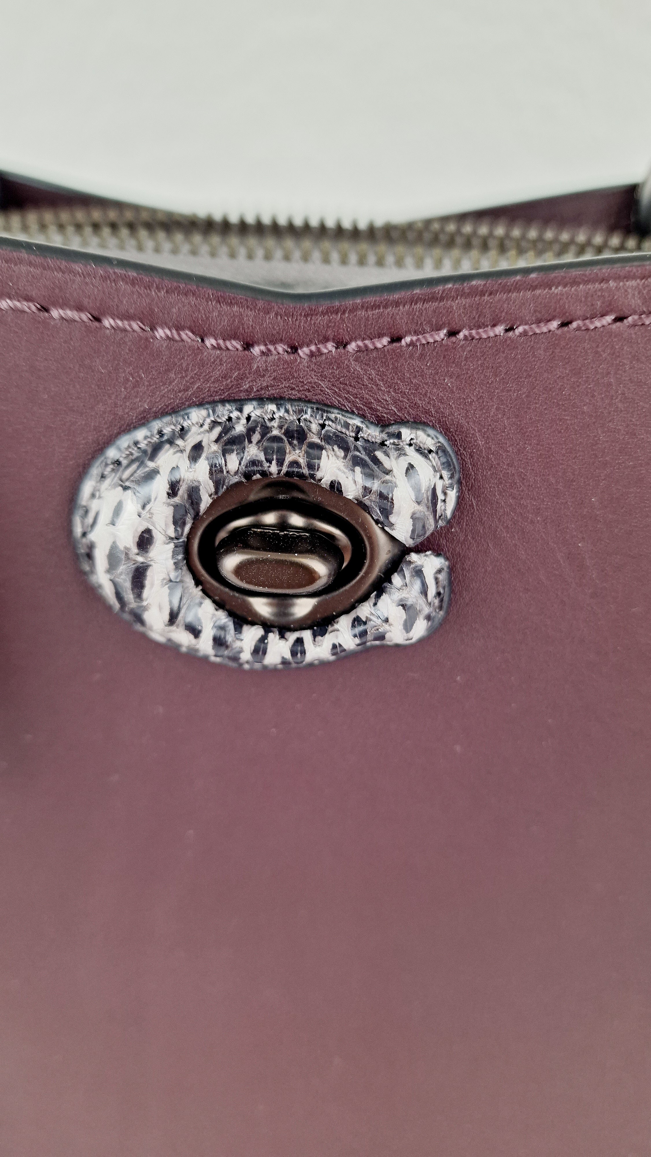 Coach Mason Carryall in Oxblood Smooth Leather with Snakeskin C Turnlock - Coach 38717 - Image 6