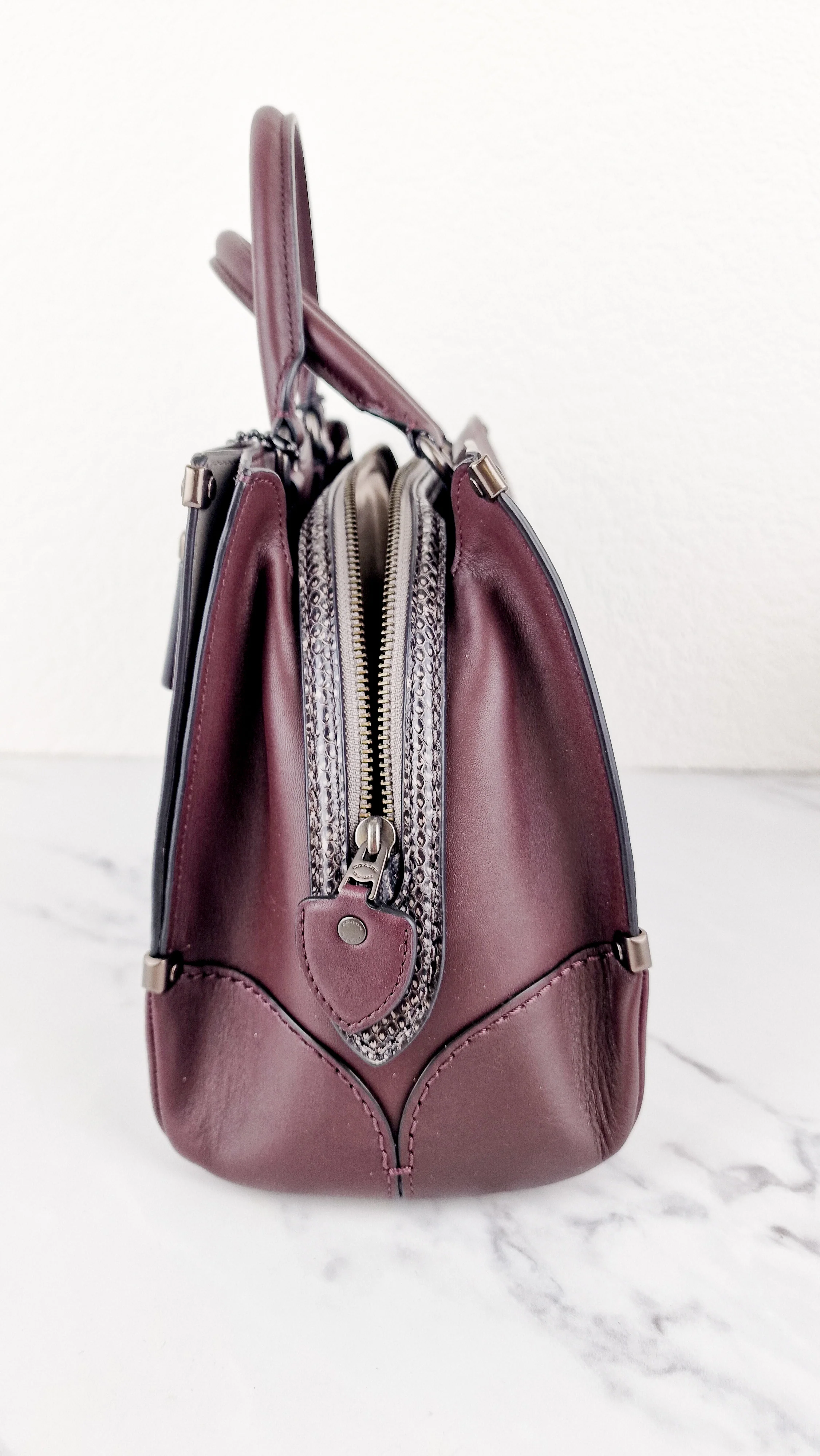 Coach Mason Carryall in Oxblood Smooth Leather with Snakeskin C Turnlock - Coach 38717 - Image 9
