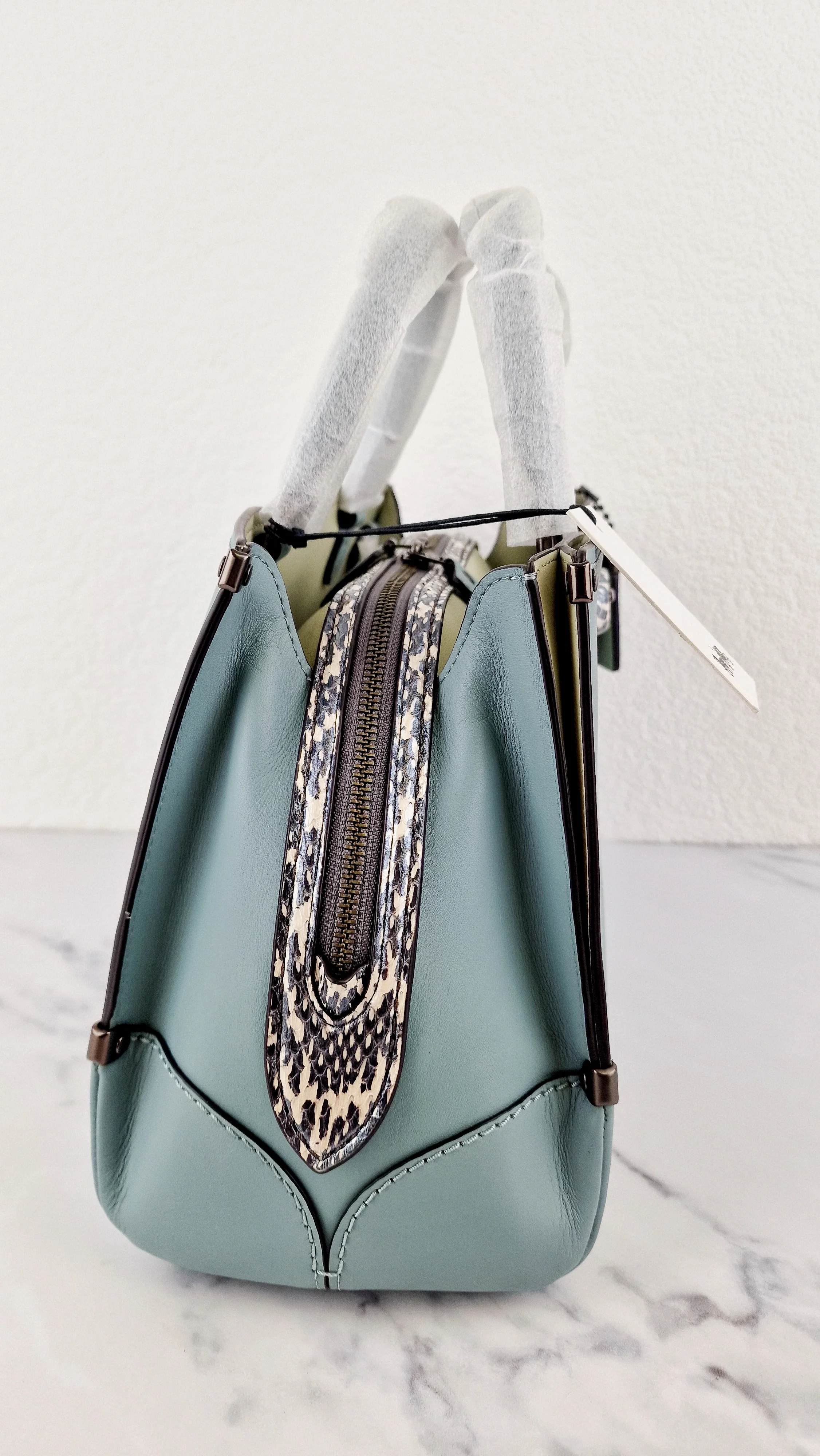 Coach Mason Carryall in Sage Pale Blue Green Smooth Leather & Snakeskin - Coach 38717 - Image 10