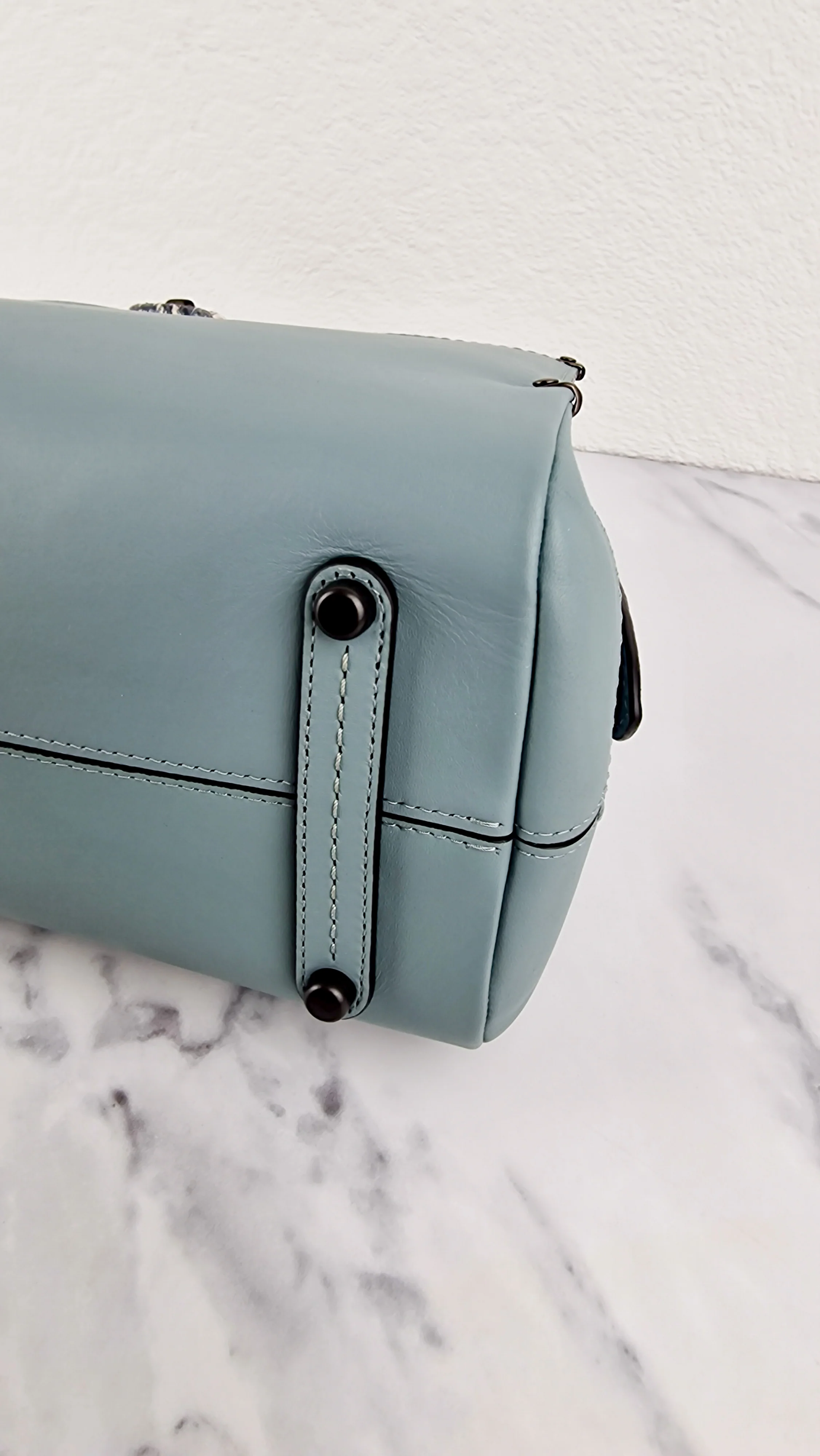 Coach Mason Carryall in Sage Pale Blue Green Smooth Leather & Snakeskin - Coach 38717 - Image 13