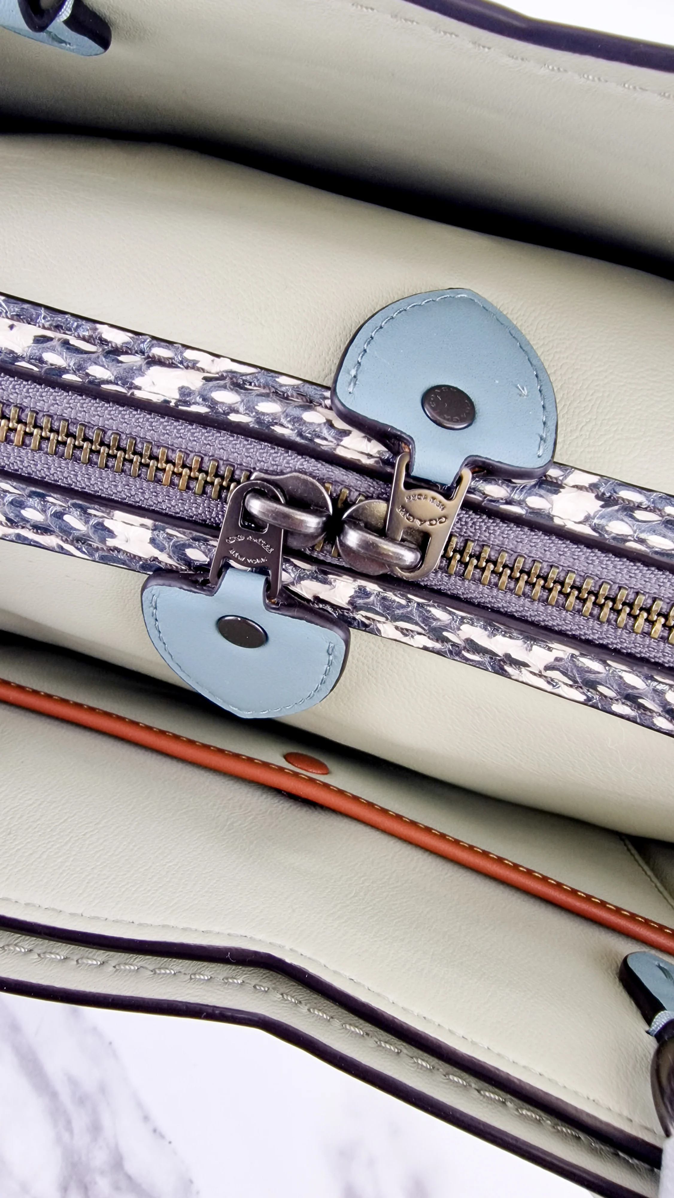 Coach Mason Carryall in Sage Pale Blue Green Smooth Leather & Snakeskin - Coach 38717 - Image 16