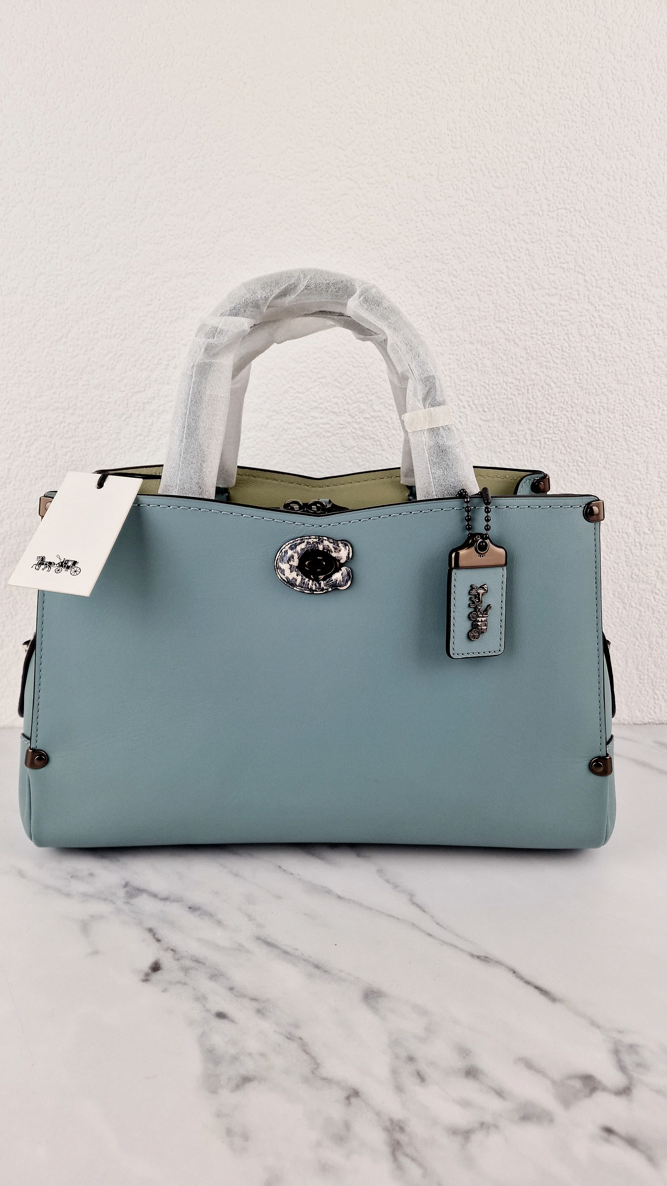 Coach Mason Carryall in Sage Pale Blue Green Smooth Leather & Snakeskin - Coach 38717 - Image 4