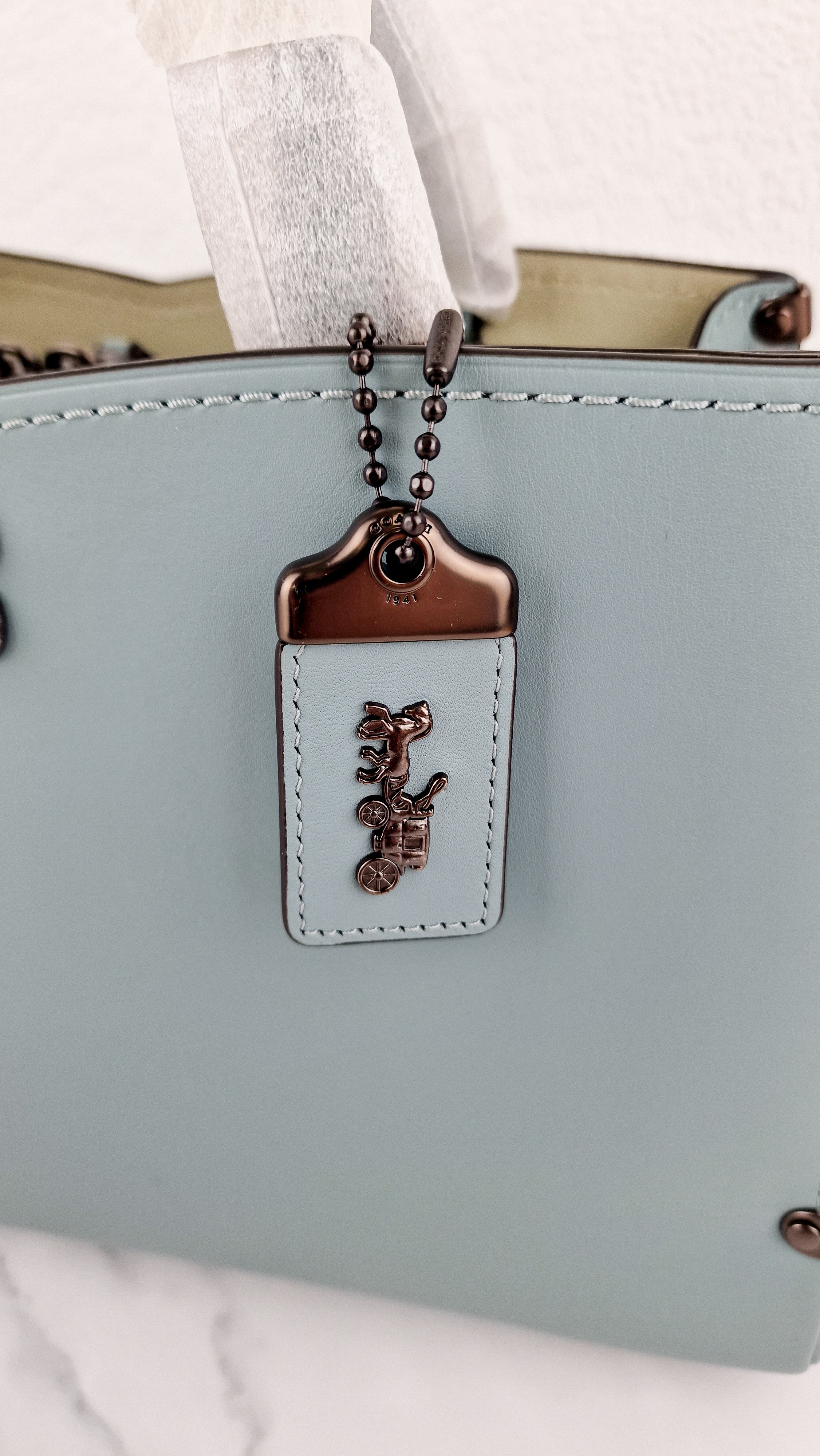 Coach Mason Carryall in Sage Pale Blue Green Smooth Leather & Snakeskin - Coach 38717 - Image 5