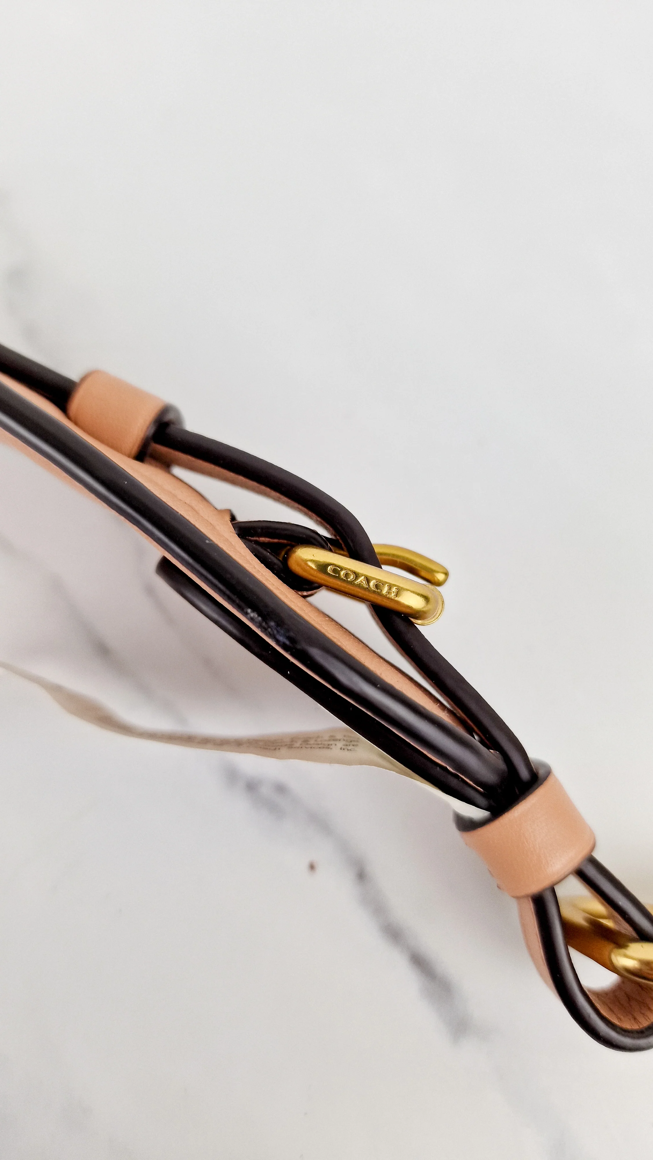 Coach Novelty Strap With Colorblock Deco Quilting Nude Pink - Beige Metallic Leather - Crossbody Shoulder Strap - Coach 68812 - Image 6