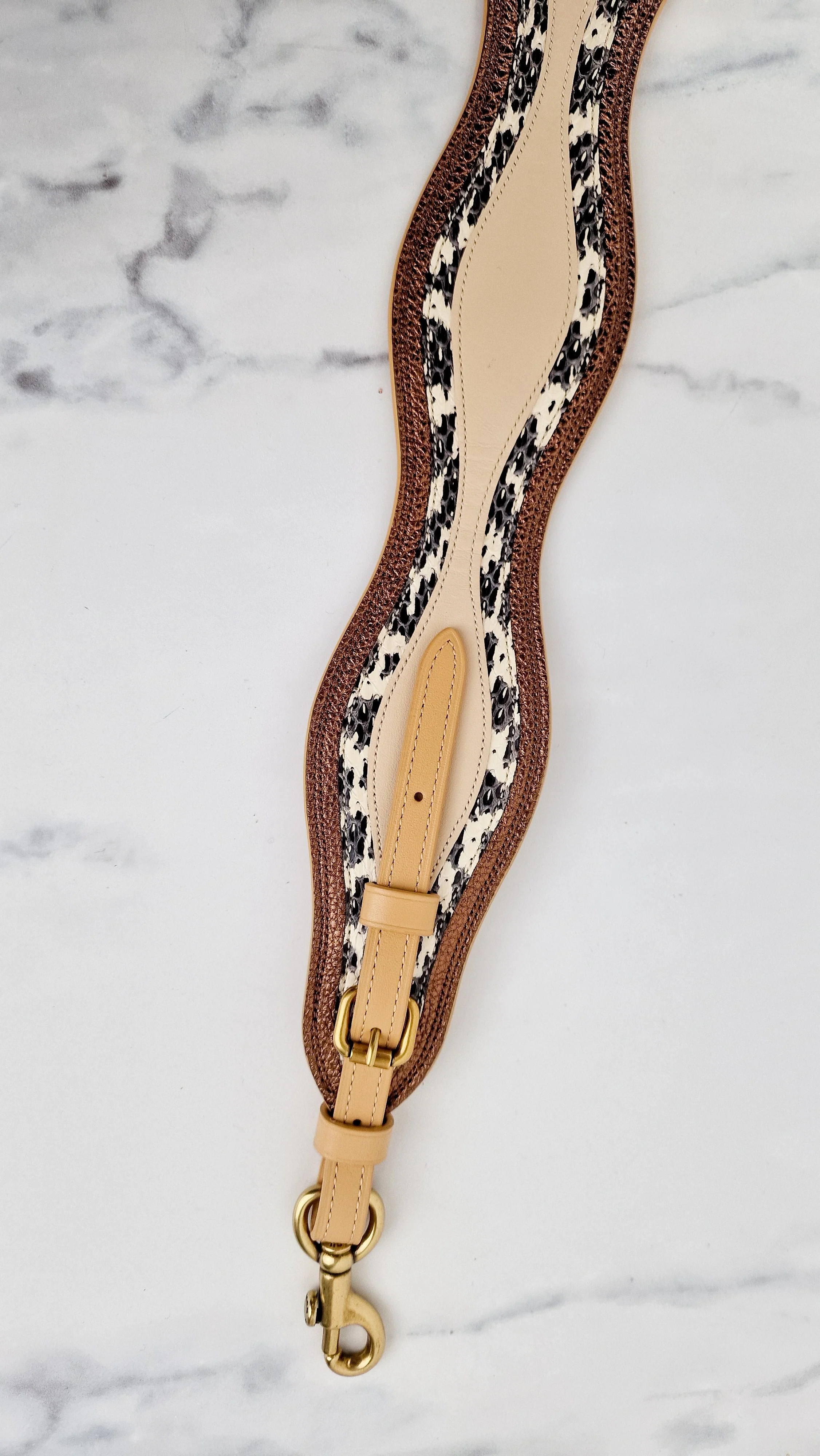 Coach Novelty Strap with Wave Patchwork and Snakeskin Detail Ivory Colorblock - Coach 68587 - Image 3