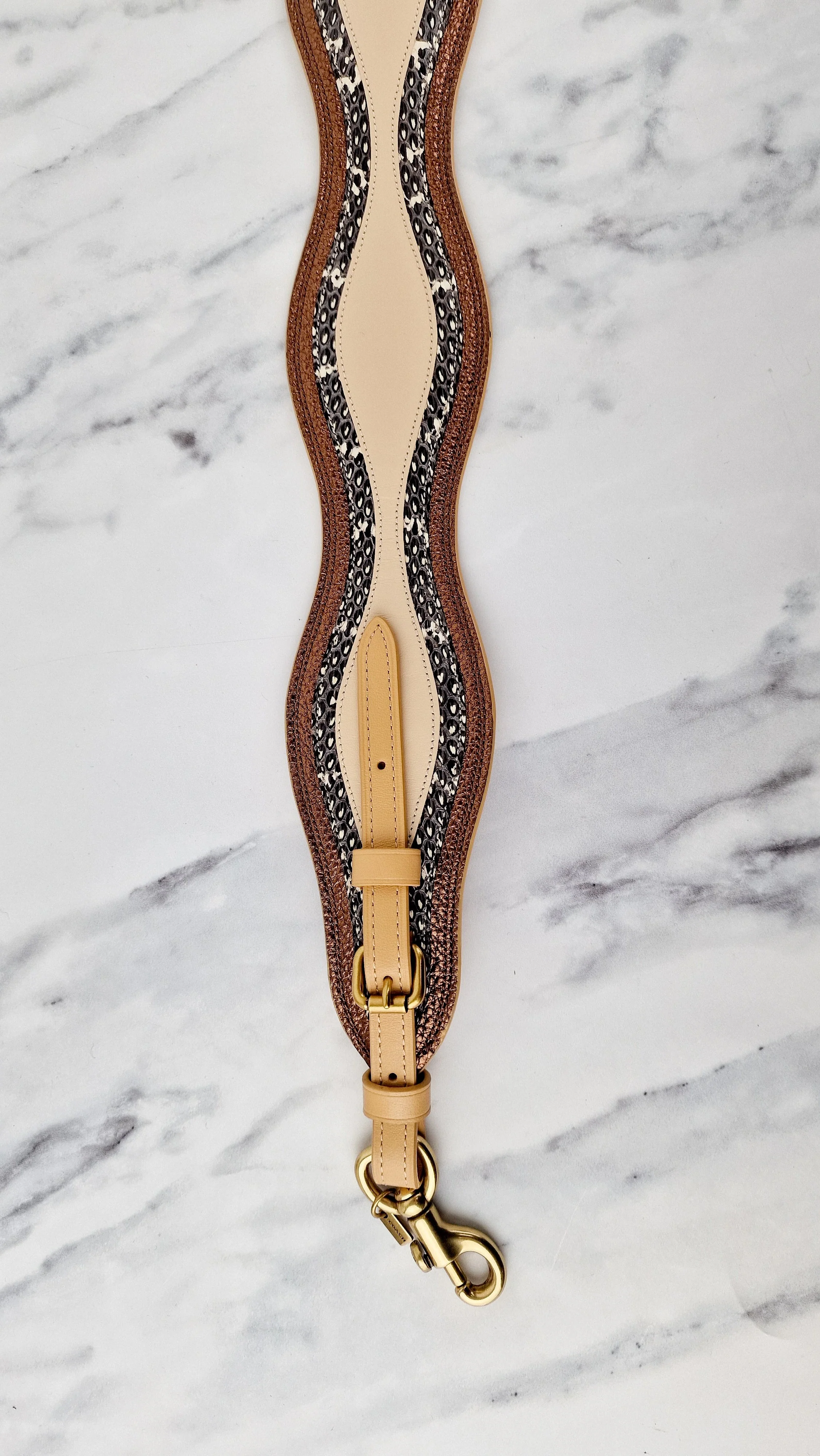 Coach Novelty Strap with Wave Patchwork and Snakeskin Detail Ivory Colorblock - Coach 68587 - Image 5