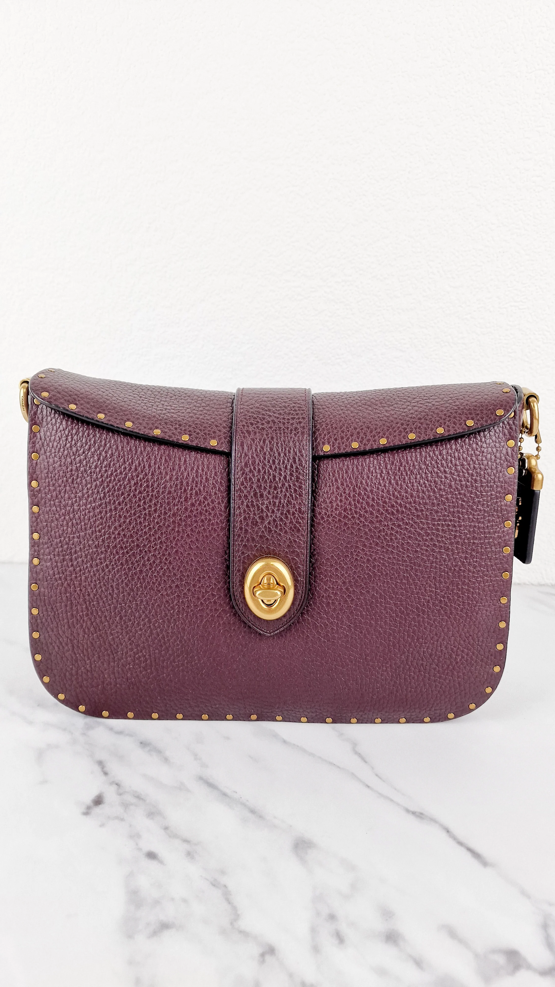 Coach 1941 Page 27 With Border Rivets in Oxblood Brown Pebble Leather - Coach 31929