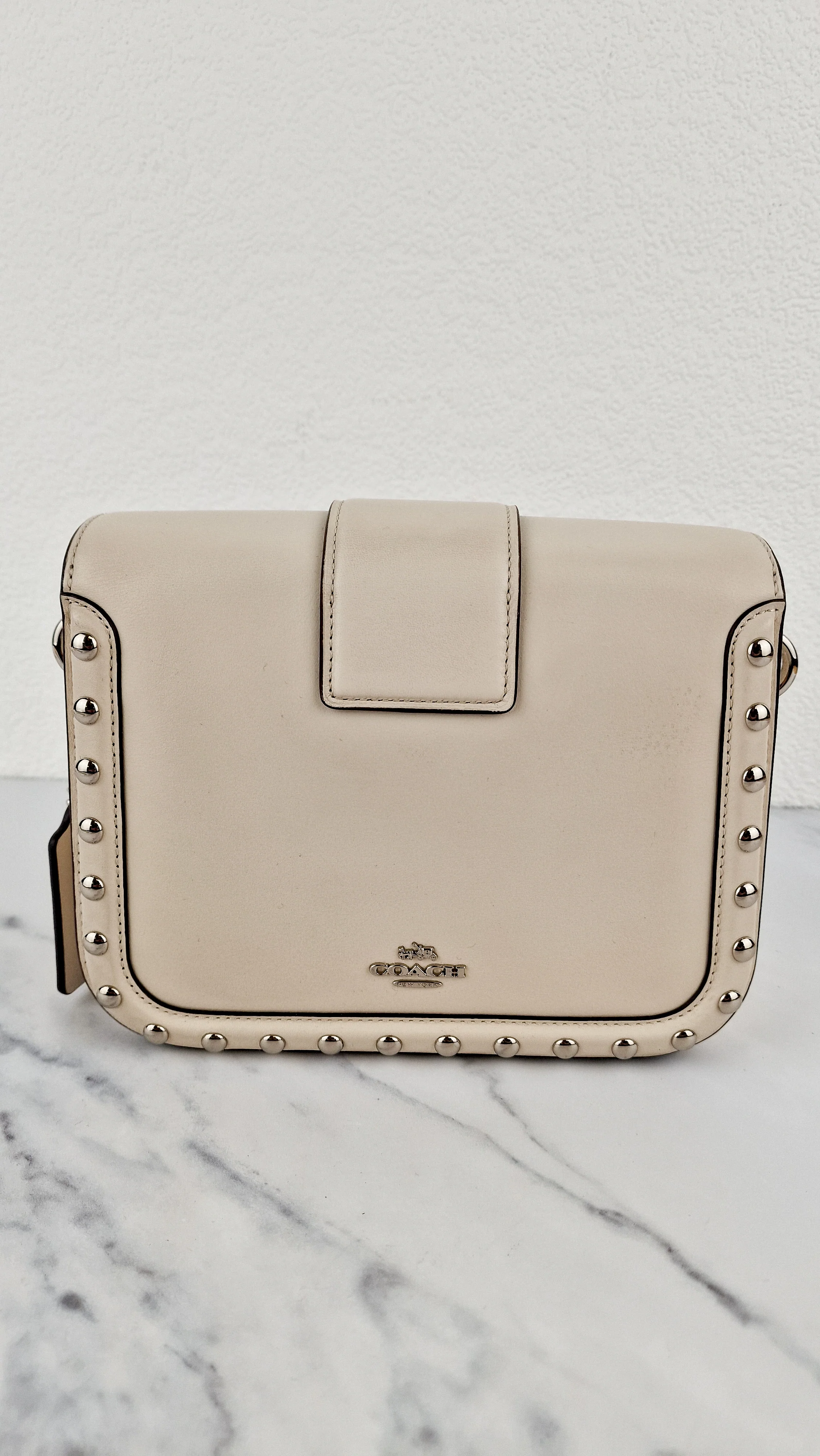 Coach Page Crossbody Bag Chalk Smooth Leather With Western Rivets and Snakeskin - Handbag - Coach 86731 - Image 9