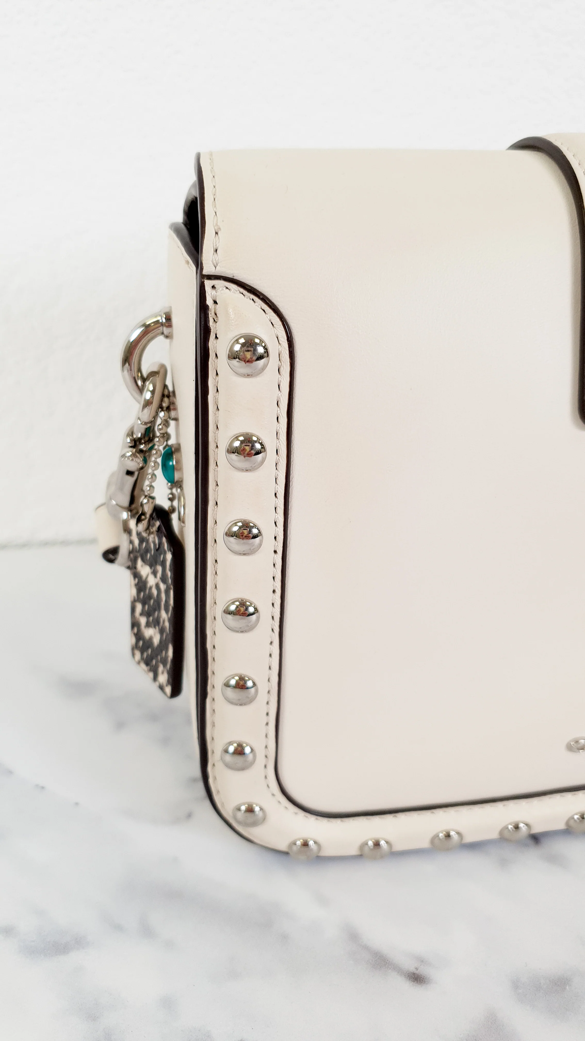 Coach Page Crossbody Bag in Chalk Smooth Leather With Western Rivets and Snakeskin - Handbag - Coach 86731 - Image 12