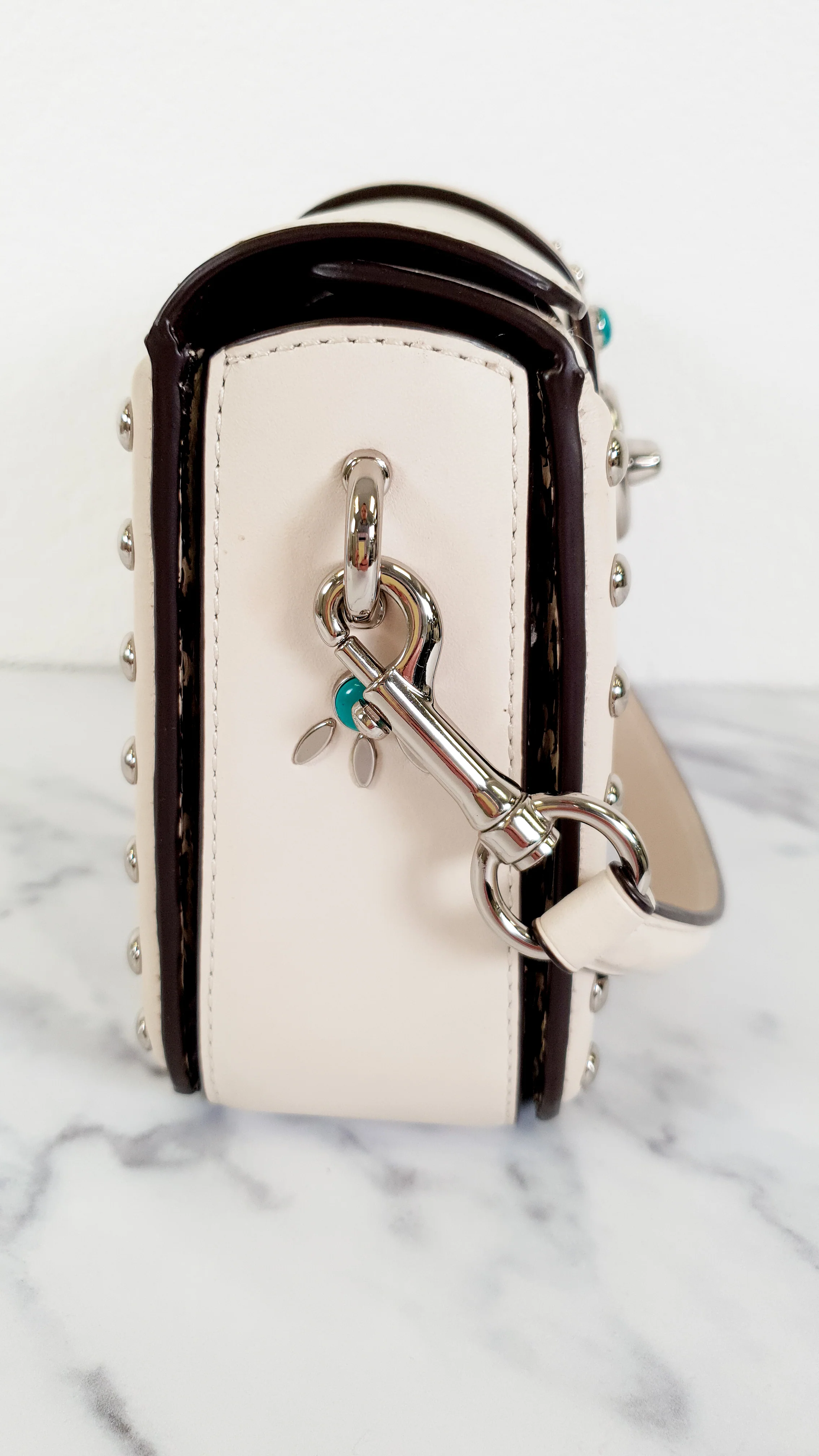 Coach Page Crossbody Bag in Chalk Smooth Leather With Western Rivets and Snakeskin - Handbag - Coach 86731 - Image 15