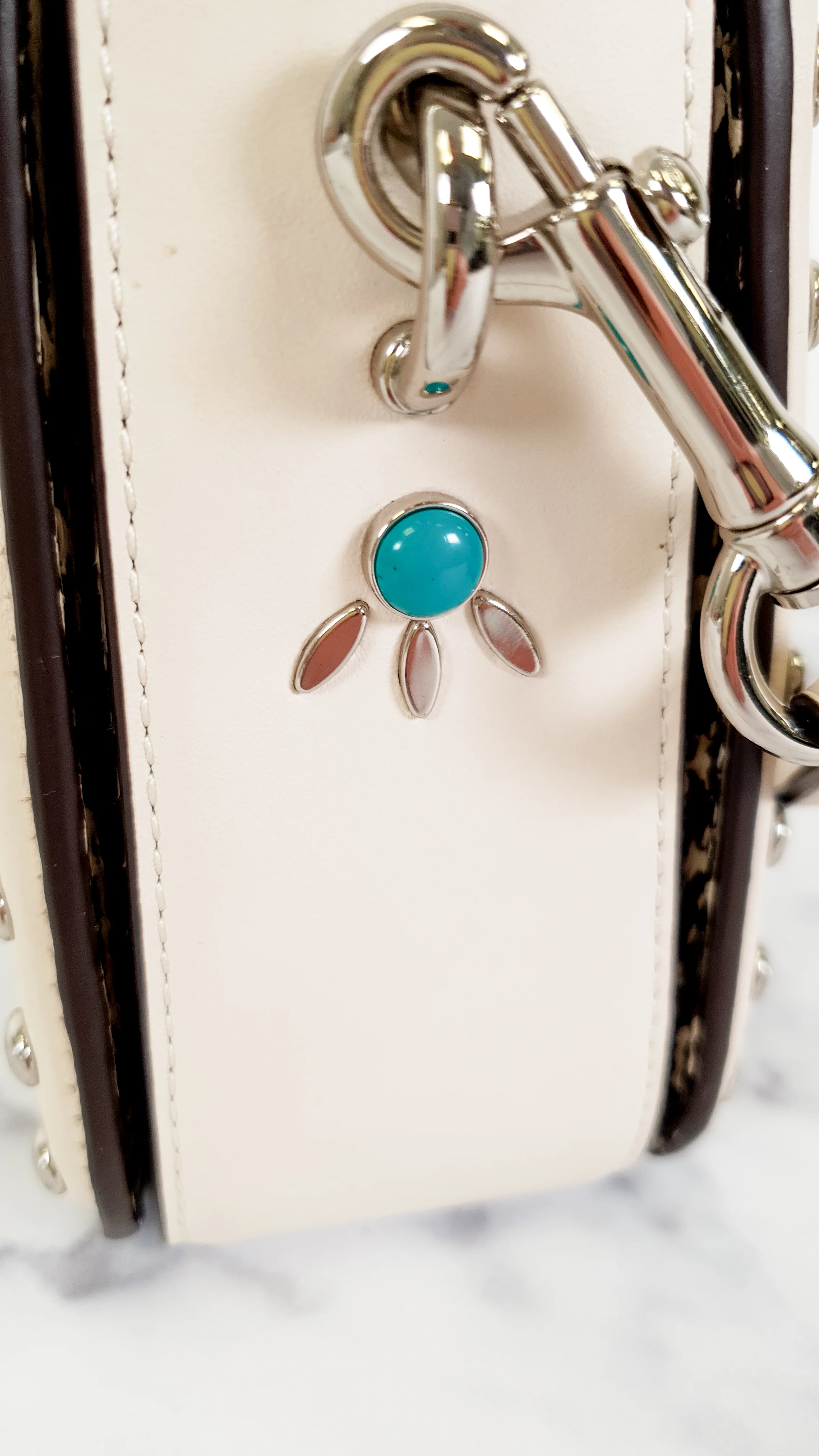 Coach Page Crossbody Bag in Chalk Smooth Leather With Western Rivets and Snakeskin - Handbag - Coach 86731 - Image 16