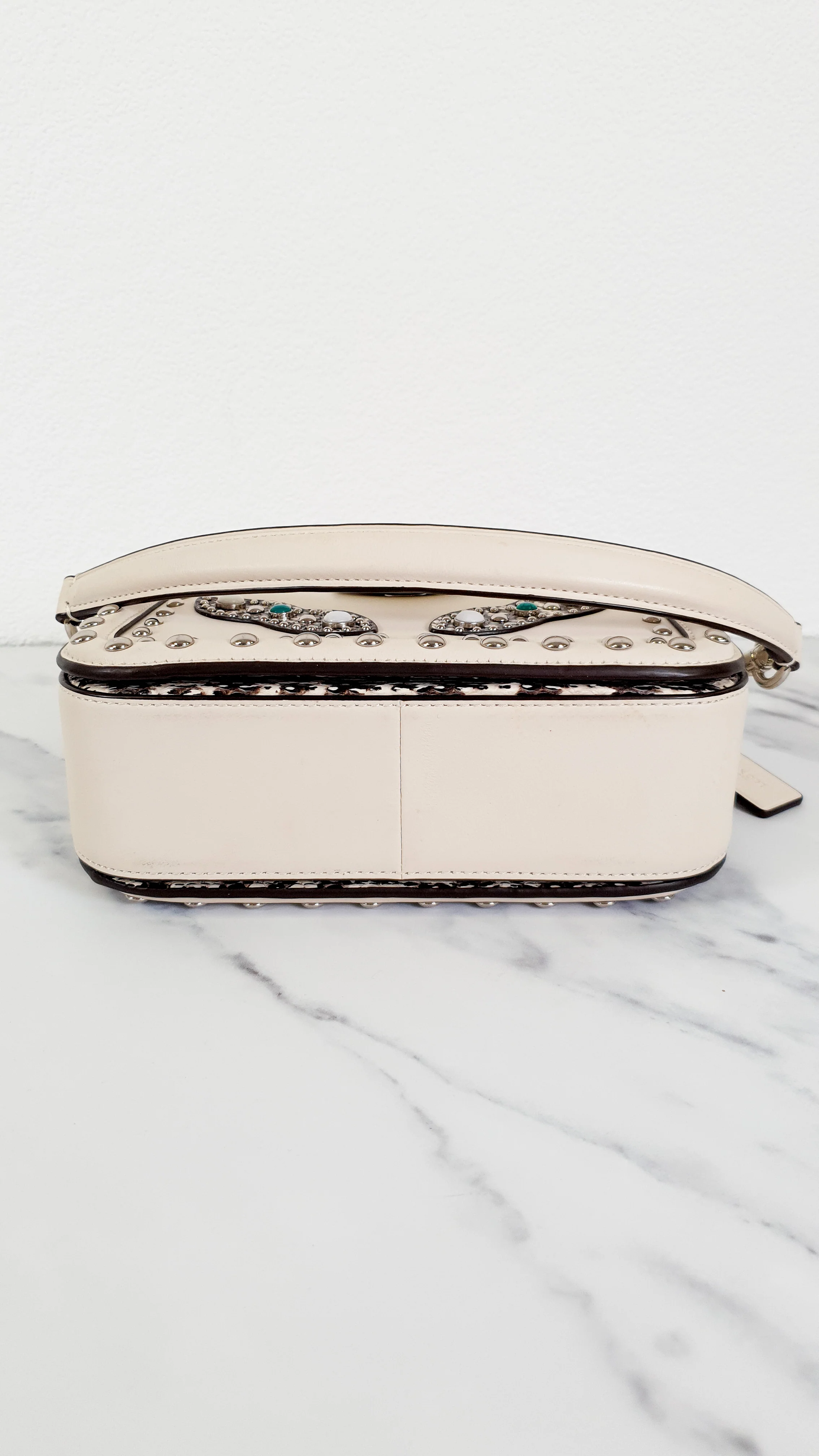 Coach Page Crossbody Bag in Chalk Smooth Leather With Western Rivets and Snakeskin - Handbag - Coach 86731 - Image 17