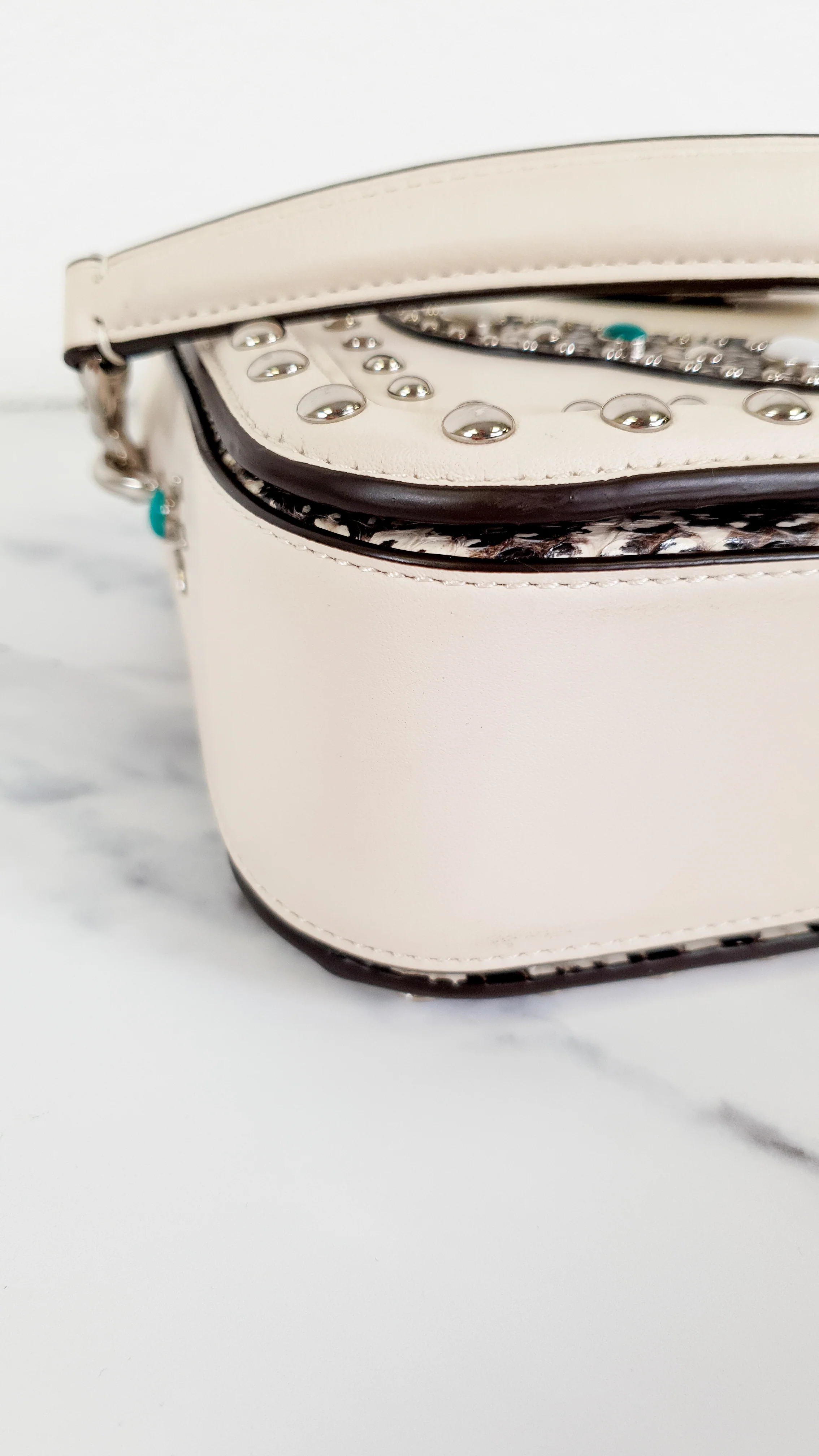 Coach Page Crossbody Bag in Chalk Smooth Leather With Western Rivets and Snakeskin - Handbag - Coach 86731 - Image 20