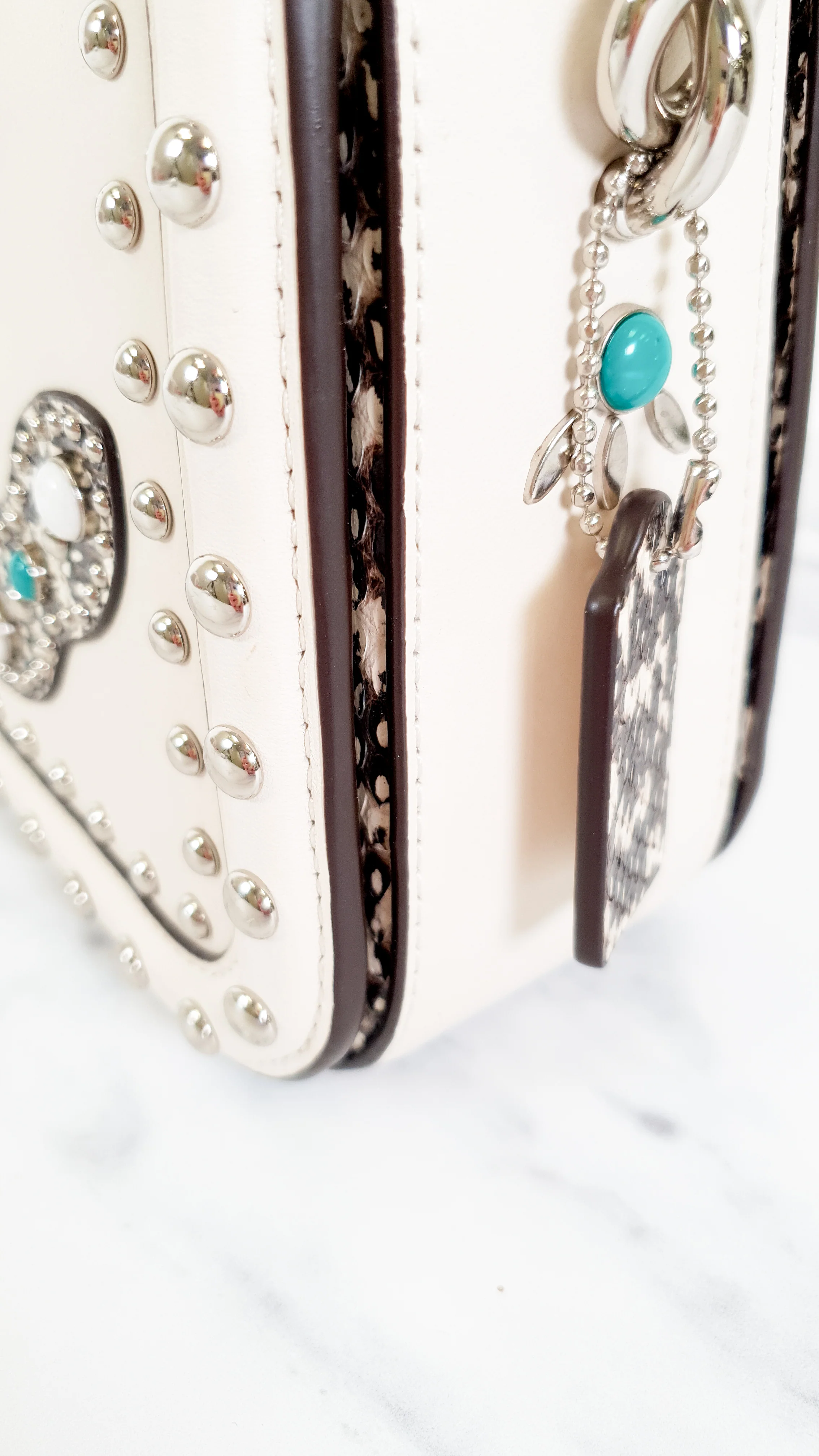 Coach Page Crossbody Bag in Chalk Smooth Leather With Western Rivets and Snakeskin - Handbag - Coach 86731 - Image 7