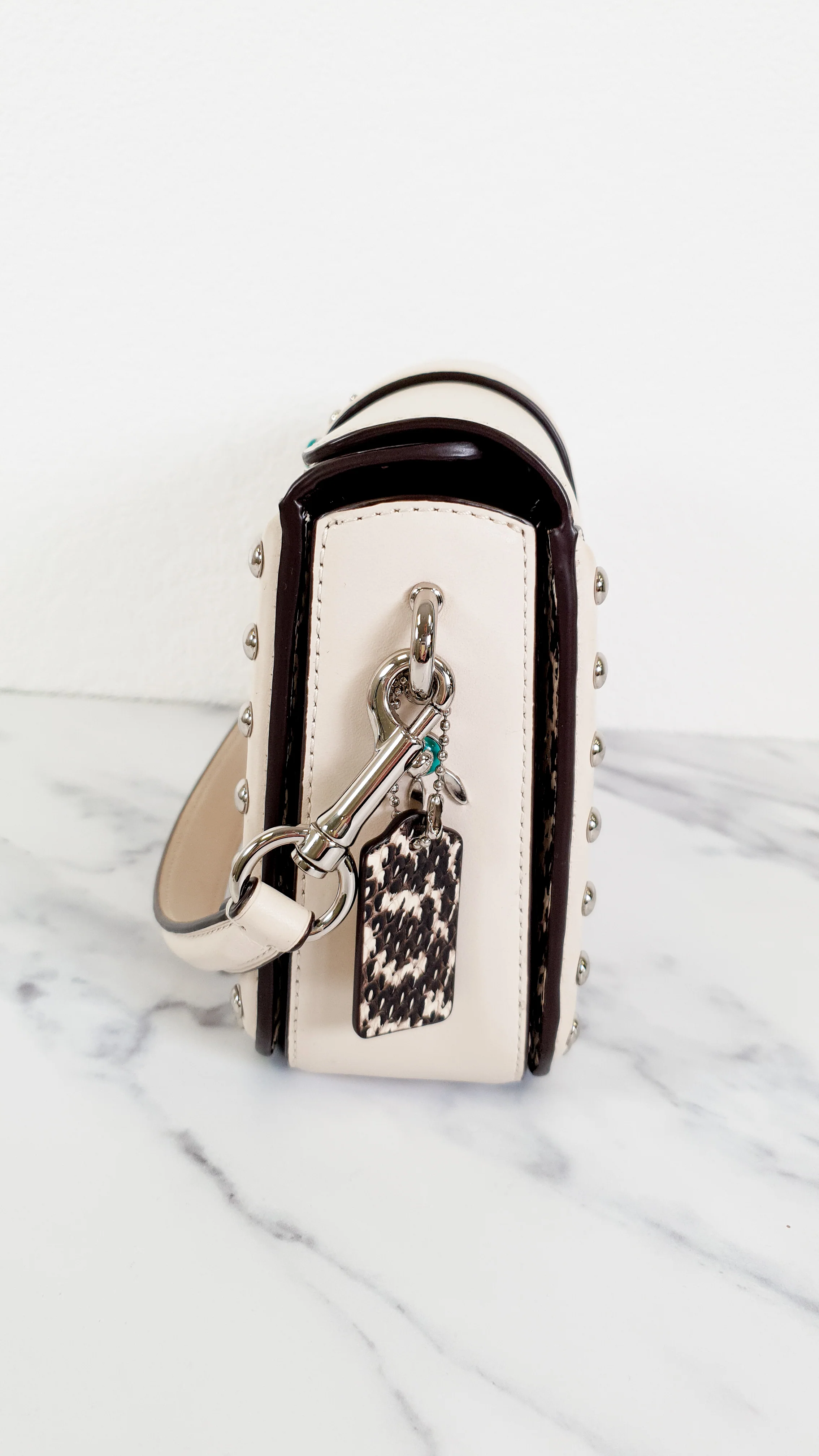 Coach Page Crossbody Bag in Chalk Smooth Leather With Western Rivets and Snakeskin - Handbag - Coach 86731 - Image 9