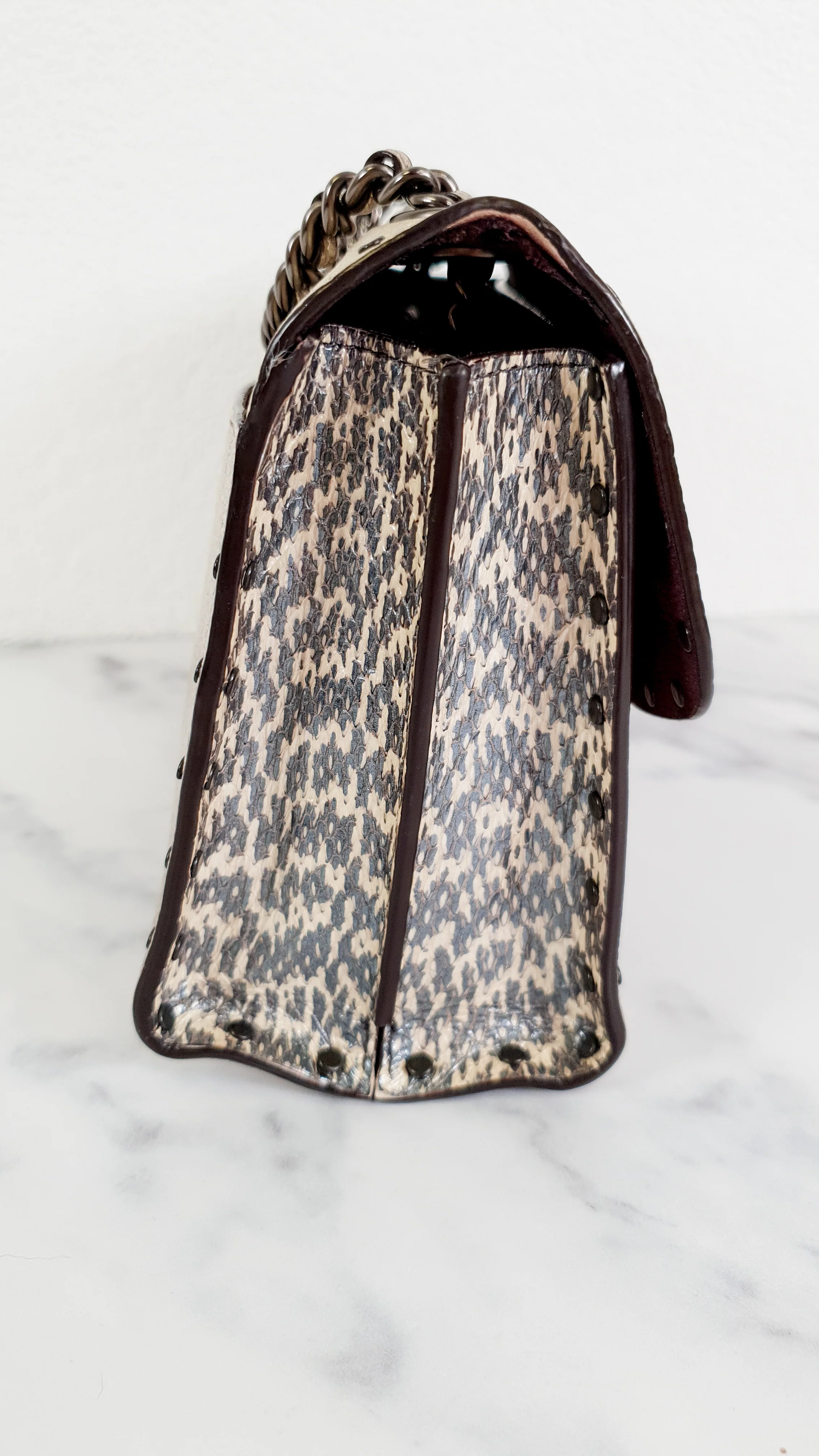 Coach Parker 18 in Signature Canvas With Tea Rose Turnlock, Border Rivets, Snakeskin Detail & Metallic Leather - Shoulder Bag Crossbody Bag Champagne Platinum Beige - Coach 39680 - Image 8