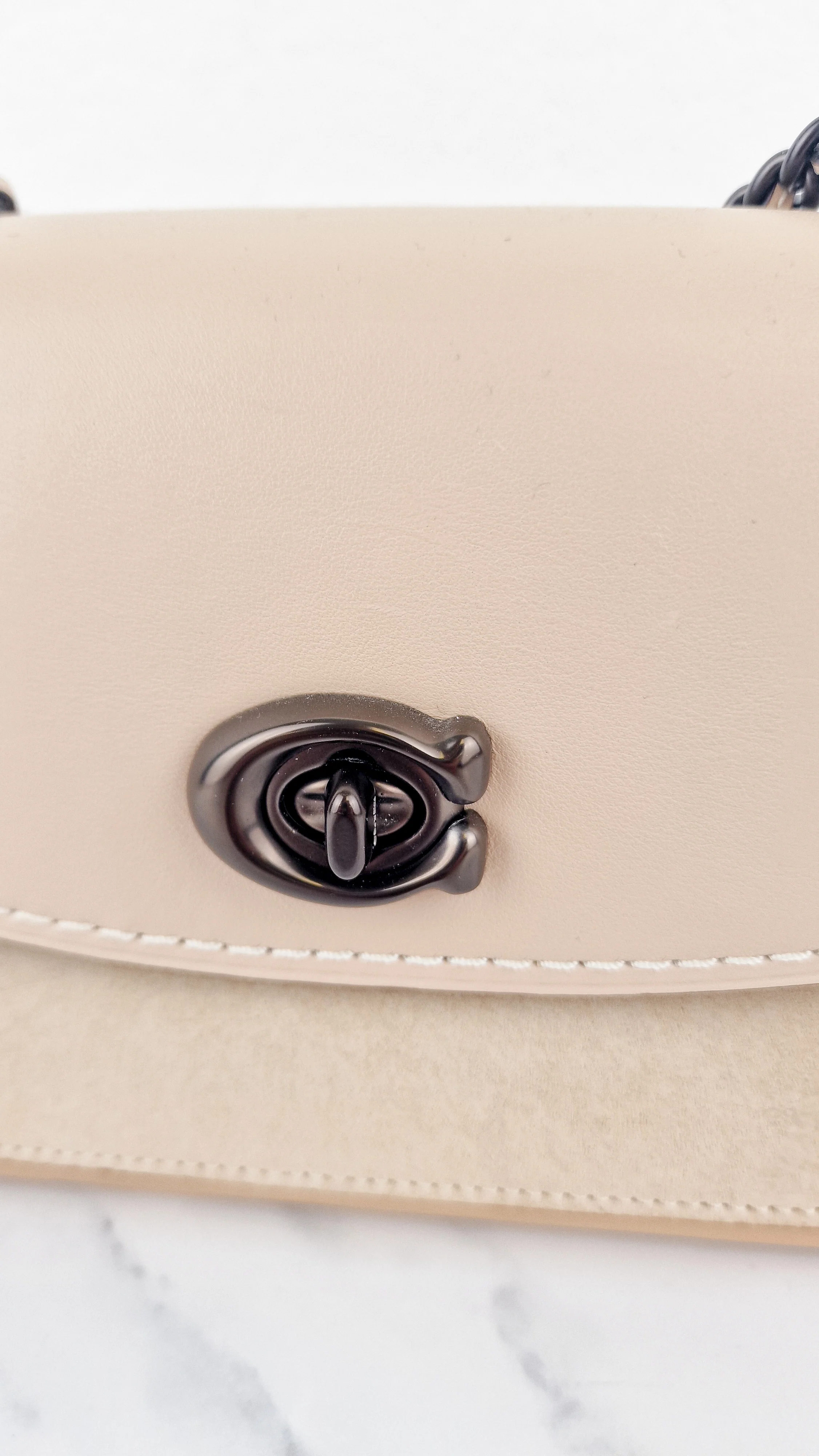 Coach Parker 18 Turnlock Leather & Suede Beechwood Beige - Shoulder Bag Crossbody Bag - Image 2