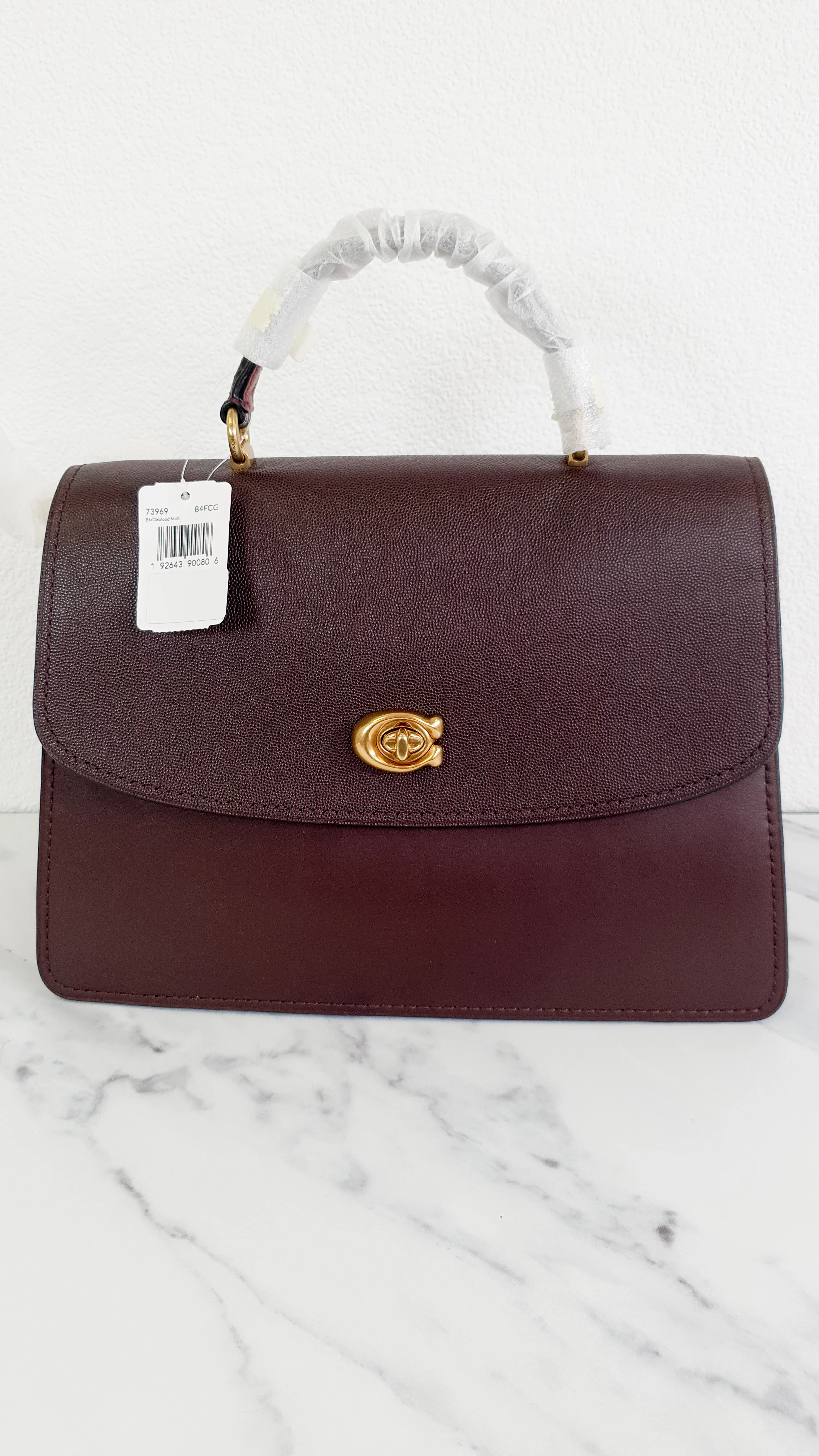 Coach Parker 32 Tophandle Carryall in Oxblood Burgundy Colorblock with Snakeskin Details & C Chain - Handbag Exotic Crossbody Bag Coach 73969