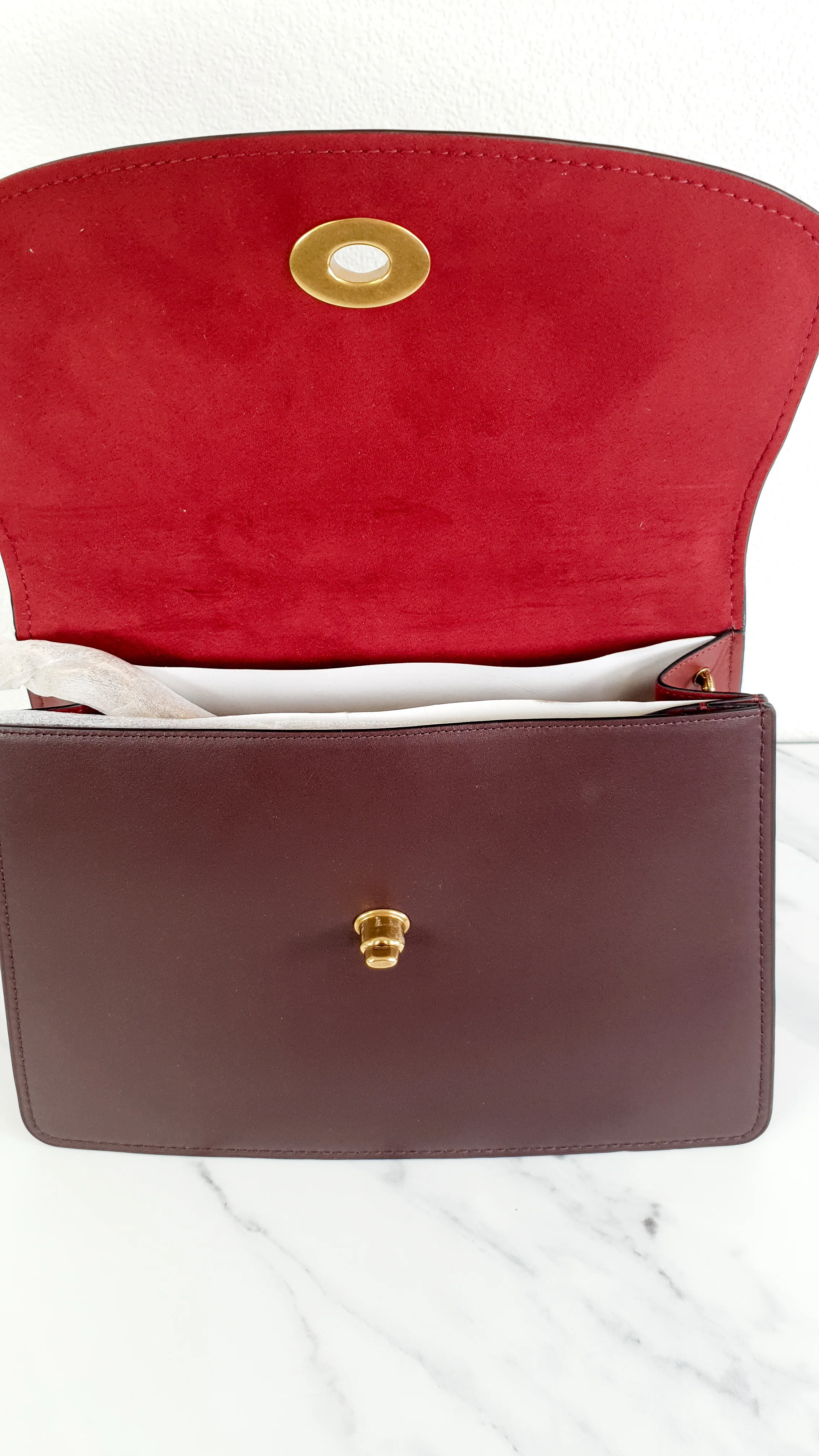 Coach Parker 32 Tophandle Carryall in Oxblood Burgundy Colorblock with Snakeskin Details & C Chain - Handbag Exotic Crossbody Bag Coach 73969 - Image 10