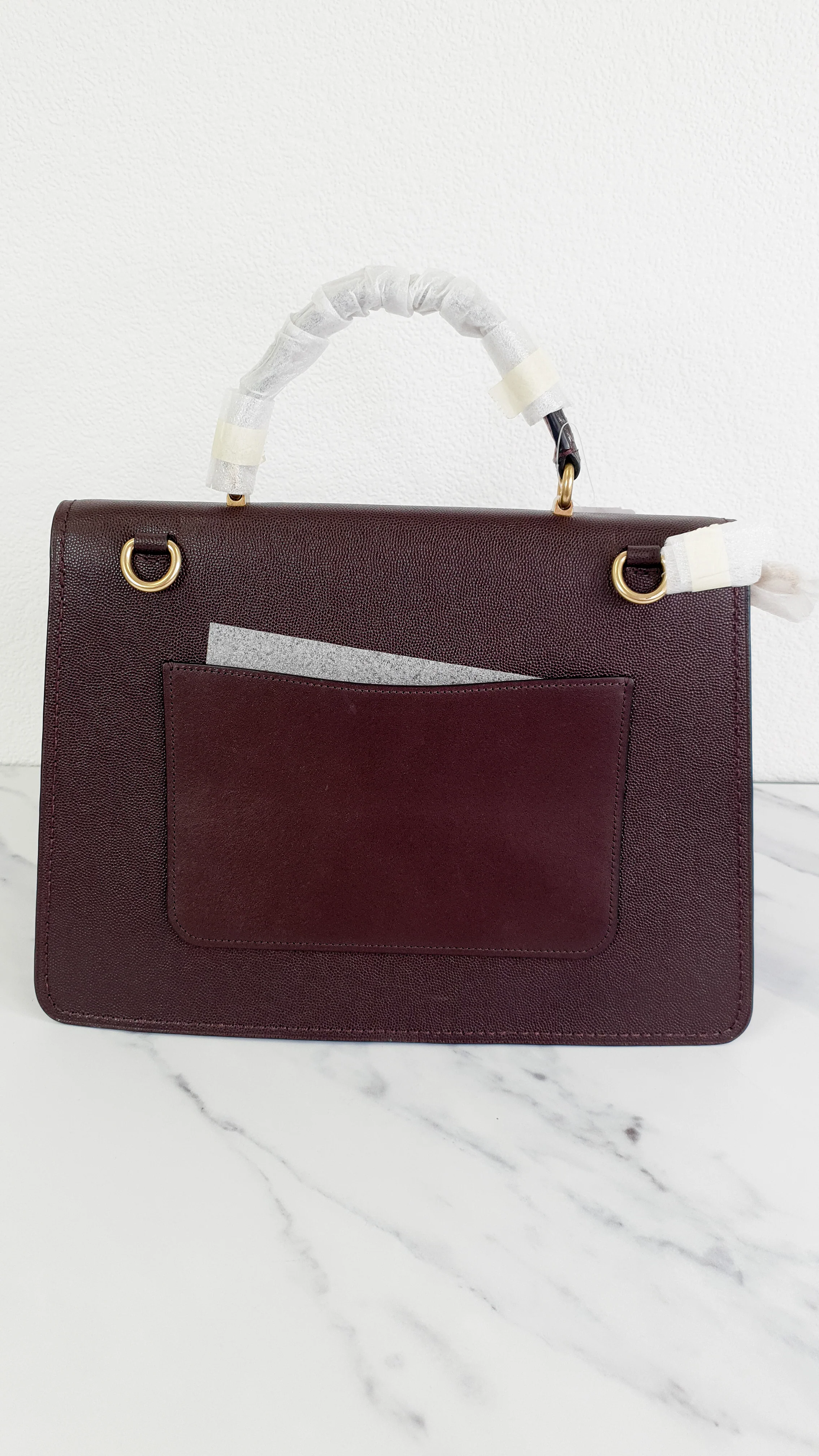 Coach Parker 32 Tophandle Carryall in Oxblood Burgundy Colorblock with Snakeskin Details & C Chain - Handbag Exotic Crossbody Bag Coach 73969 - Image 5