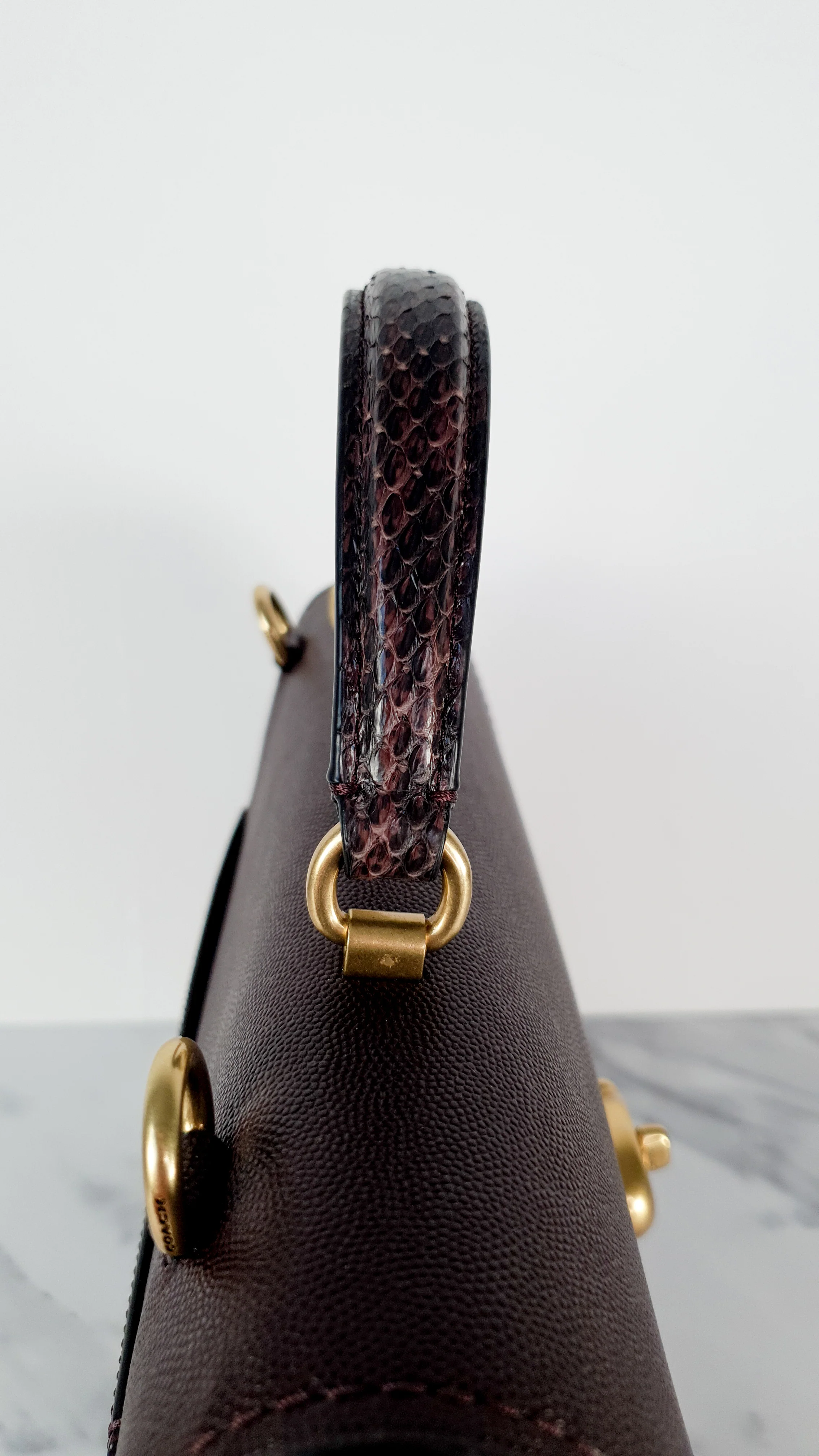Coach Parker 32 Tophandle Carryall in Oxblood Burgundy Colorblock with Snakeskin Details - Handbag Exotic Crossbody Bag Coach 73969 - Image 10