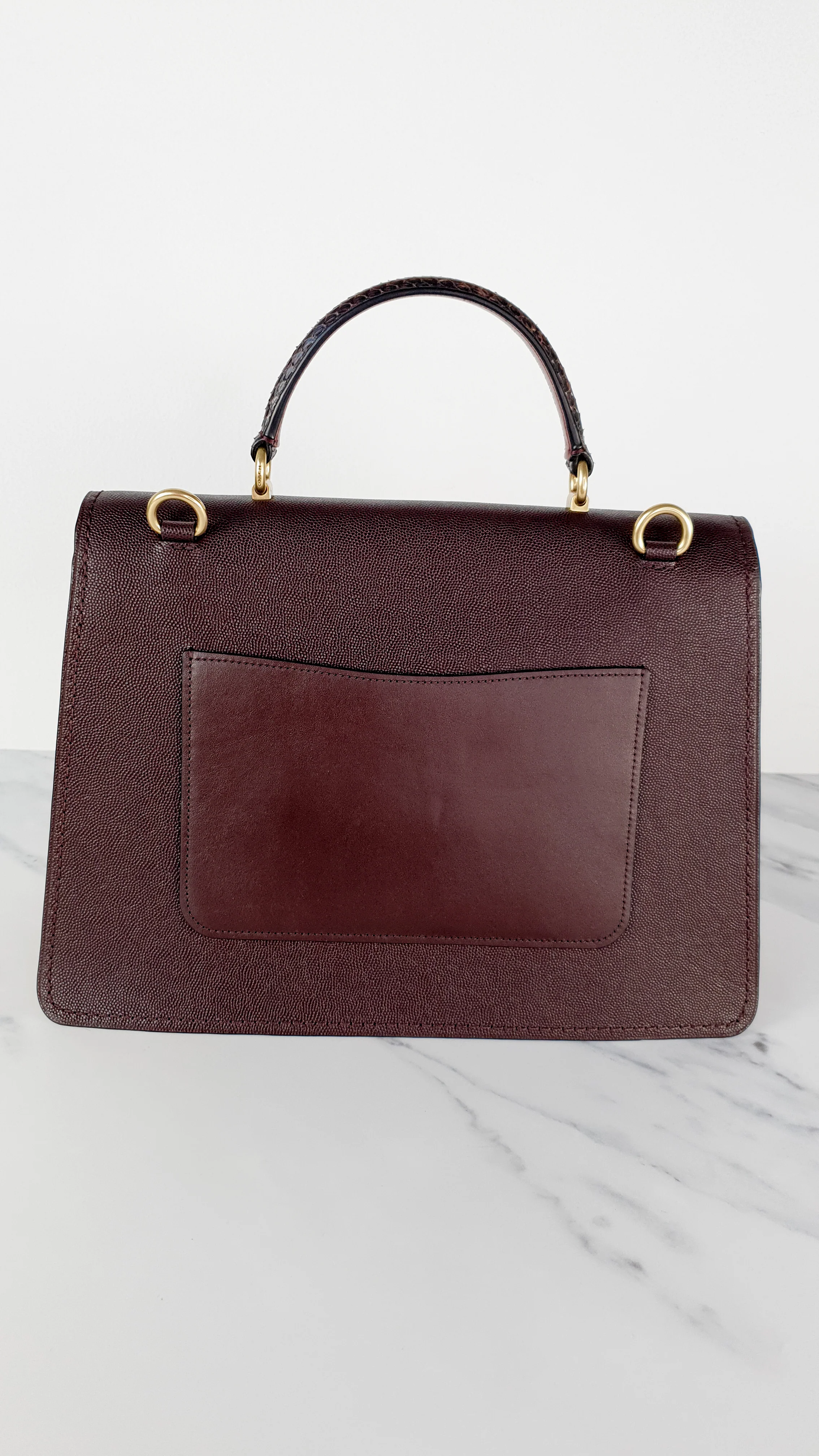 Coach Parker 32 Tophandle Carryall in Oxblood Burgundy Colorblock with Snakeskin Details - Handbag Exotic Crossbody Bag Coach 73969 - Image 11