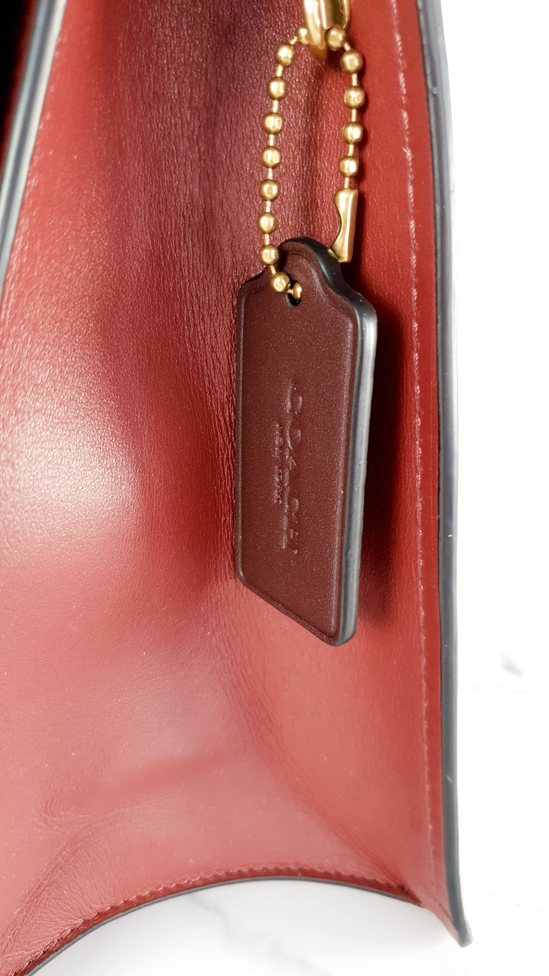 Coach Parker 32 Tophandle Carryall in Oxblood Burgundy Colorblock with Snakeskin Details - Handbag Exotic Crossbody Bag Coach 73969 - Image 14
