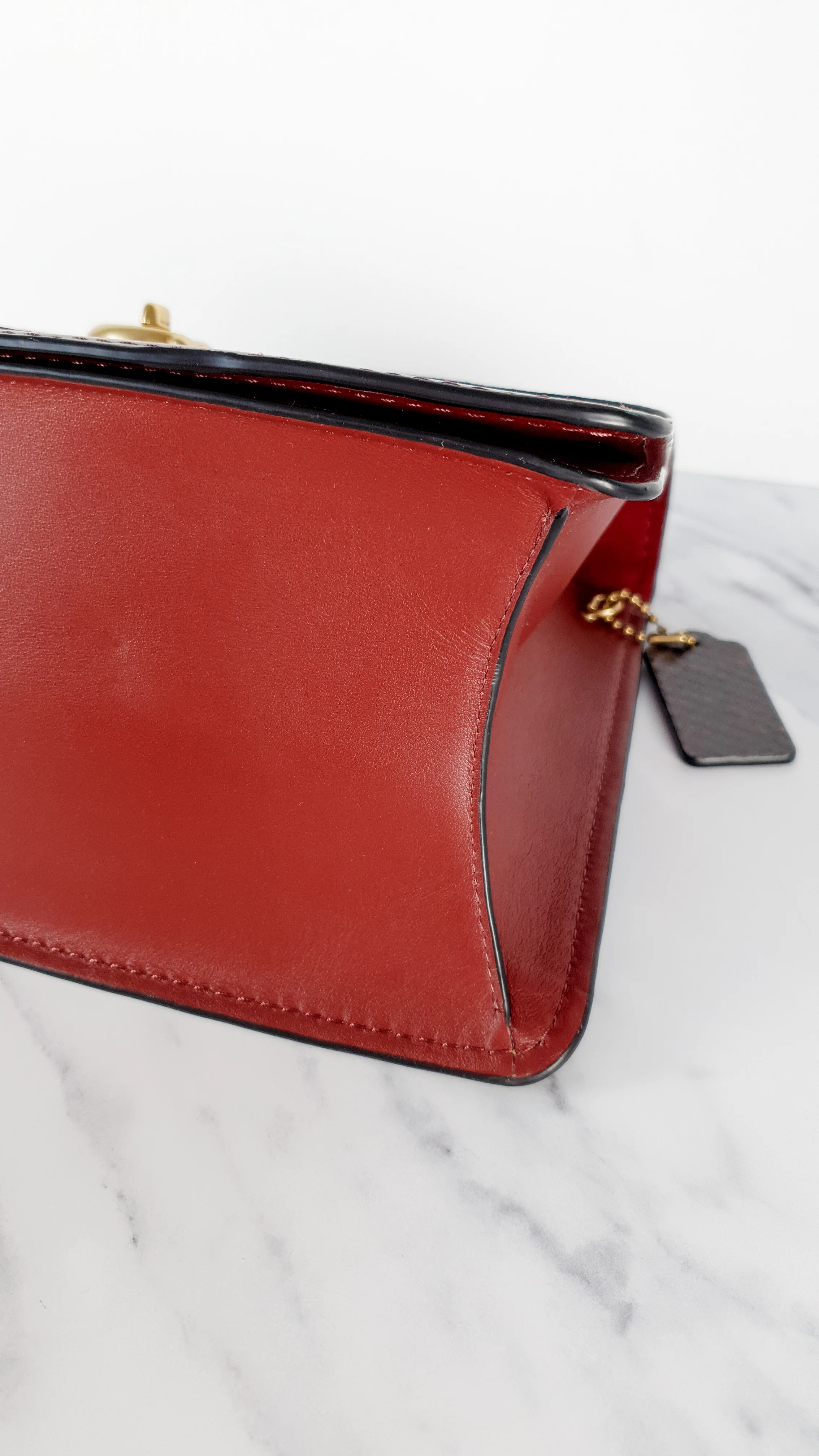 Coach Parker 32 Tophandle Carryall in Oxblood Burgundy Colorblock with Snakeskin Details - Handbag Exotic Crossbody Bag Coach 73969 - Image 17