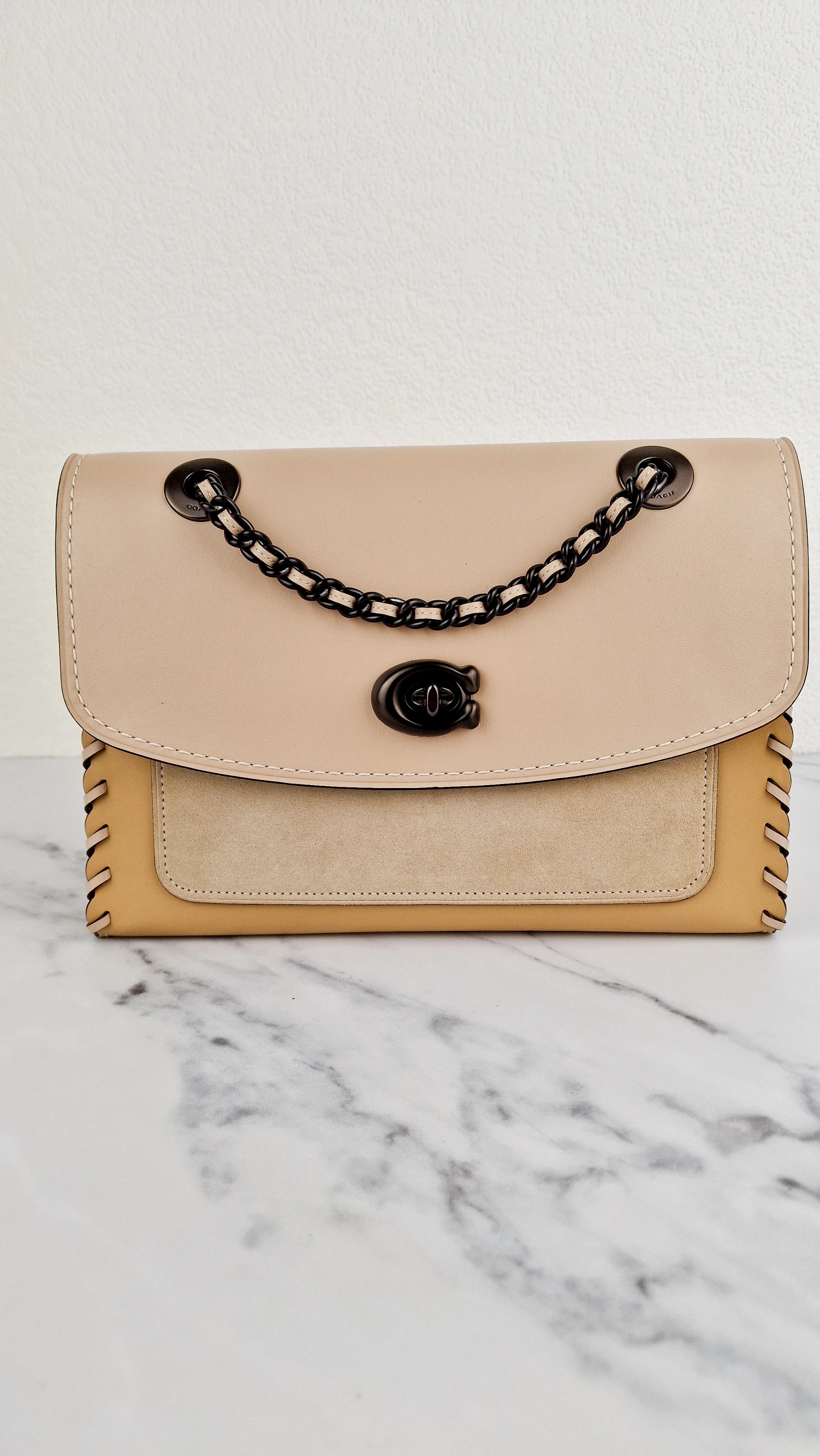 Coach Parker Shoulder Bag With Whipstitch in Beechwood Leather & Suede - Coach Sample Bag