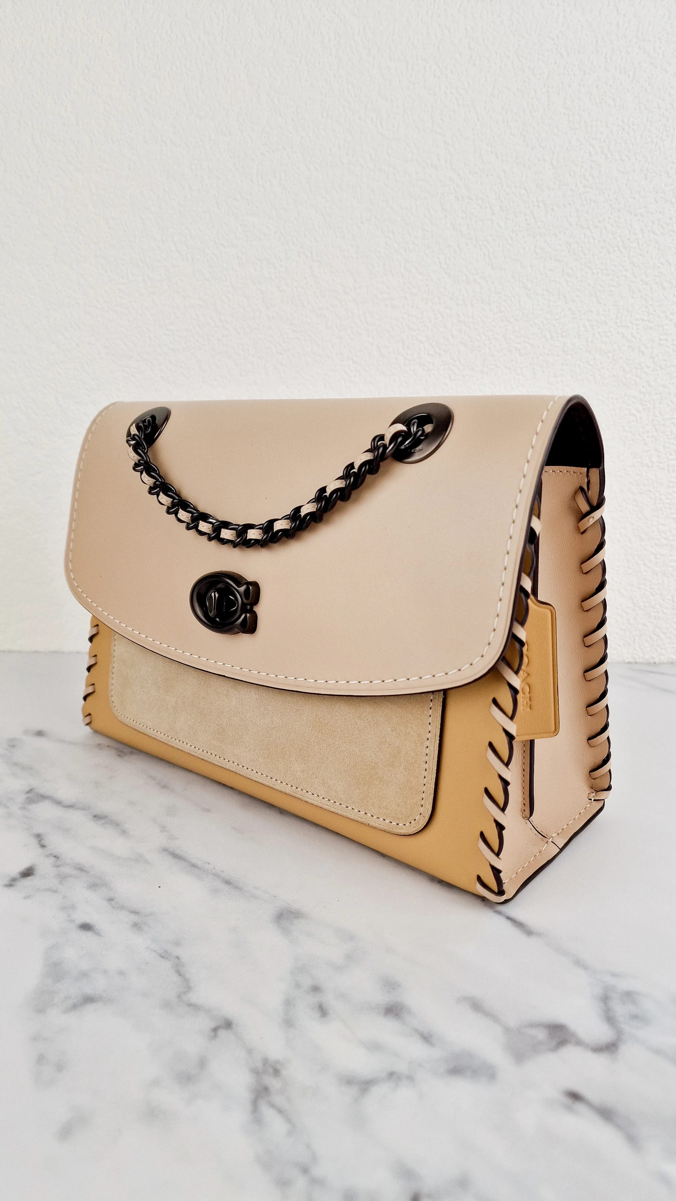 Coach Parker Shoulder Bag With Whipstitch in Beechwood Leather & Suede - Coach Sample Bag - Image 3