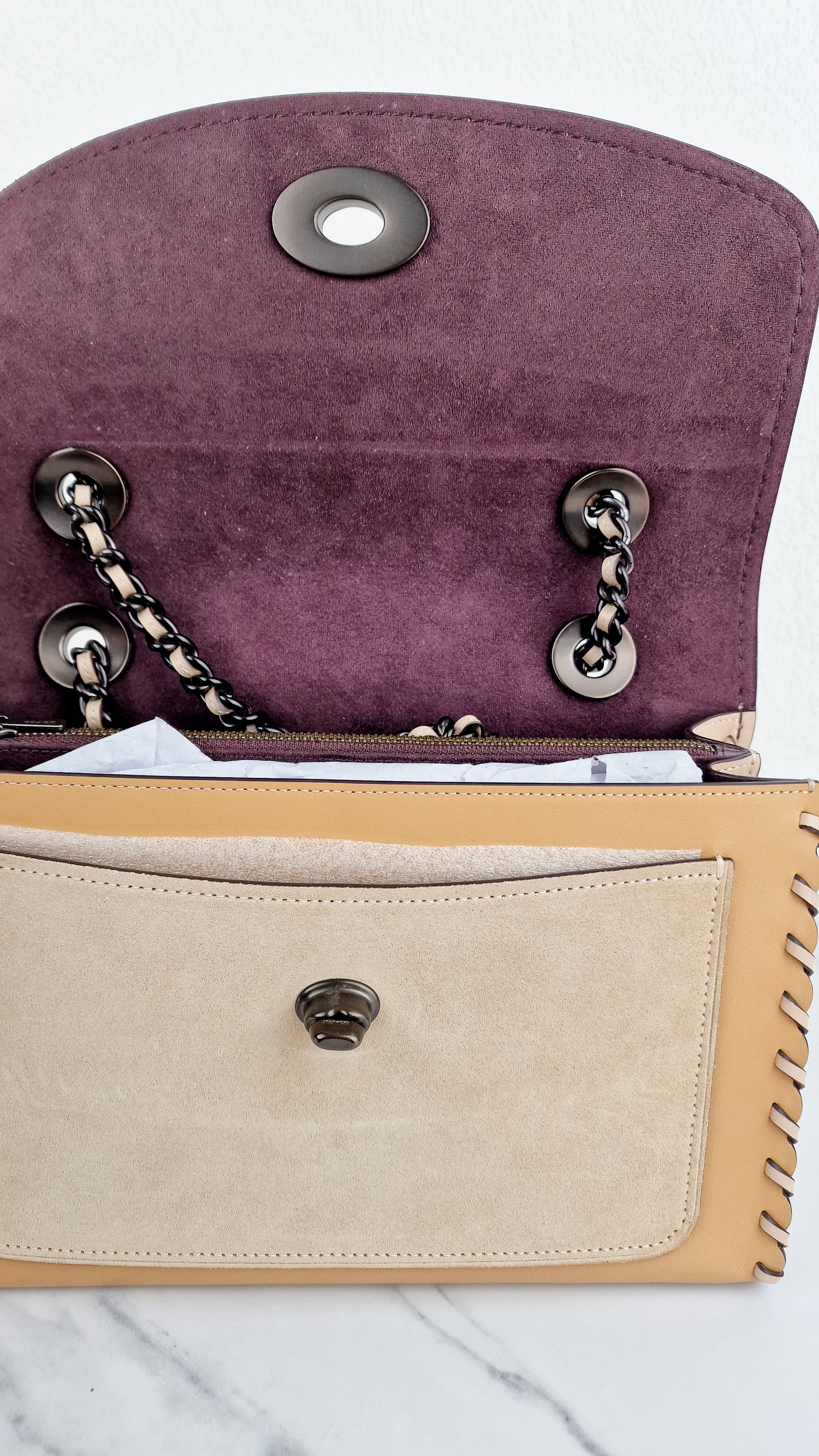 Coach Parker Shoulder Bag With Whipstitch in Beechwood Leather & Suede - Coach Sample Bag - Image 9