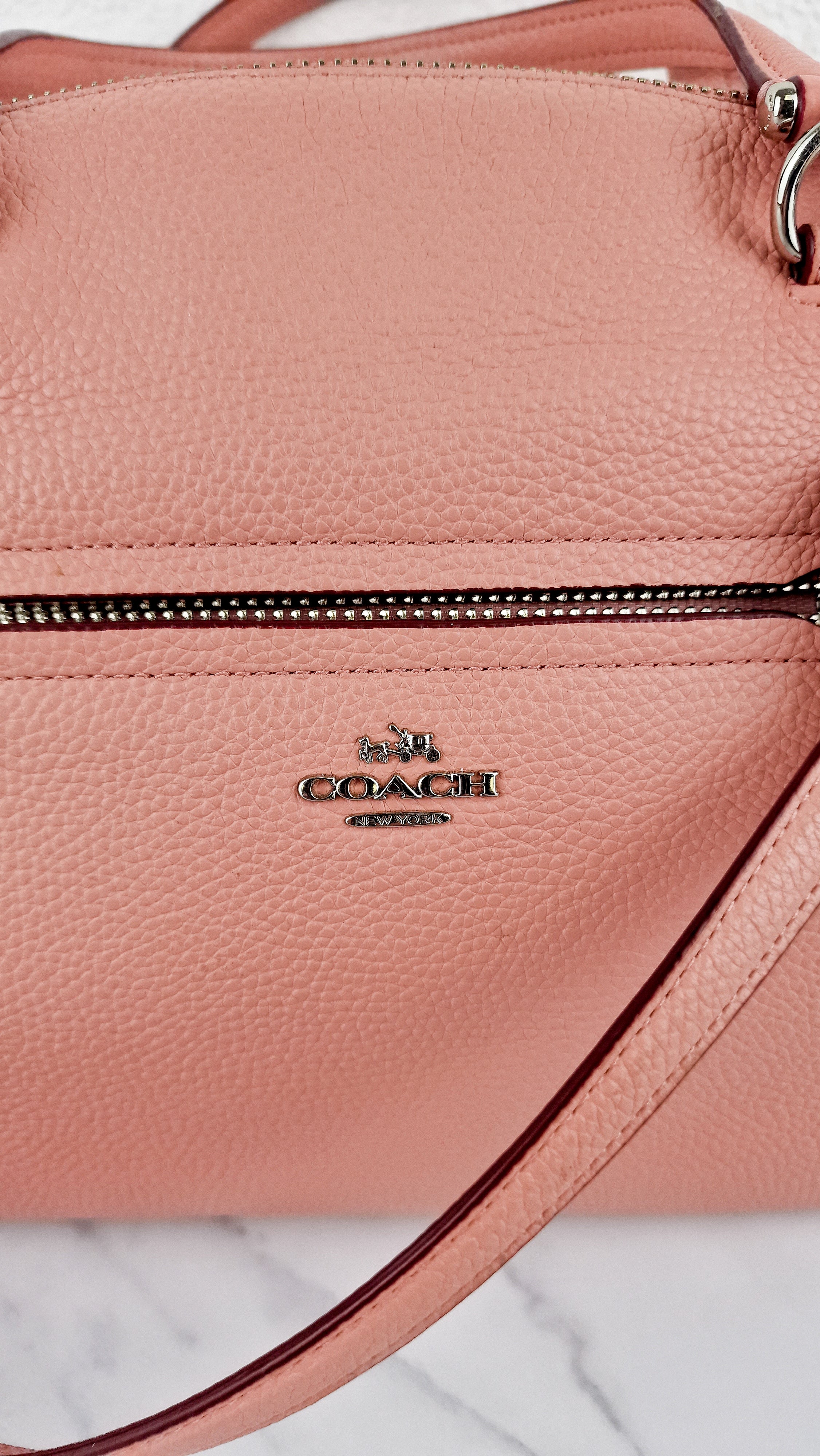 Coach Prairie Satchel in Peony Pink Pebble Leather - Zip Top Handbag - Coach 34340 - Image 3