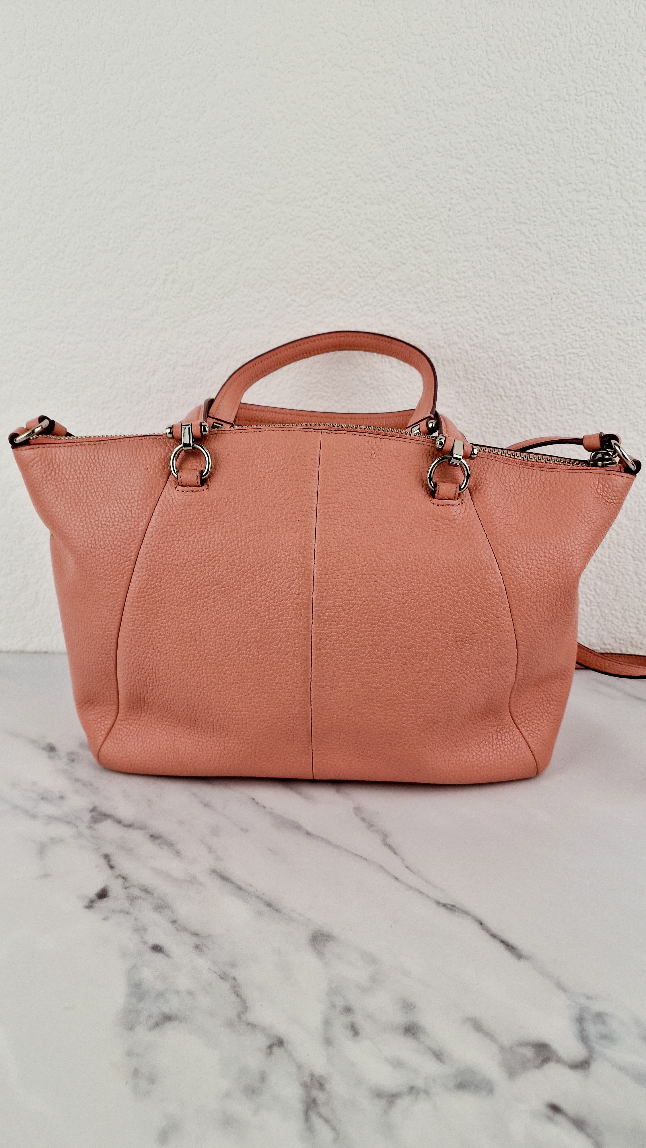 Coach Prairie Satchel in Peony Pink Pebble Leather - Zip Top Handbag - Coach 34340 - Image 7