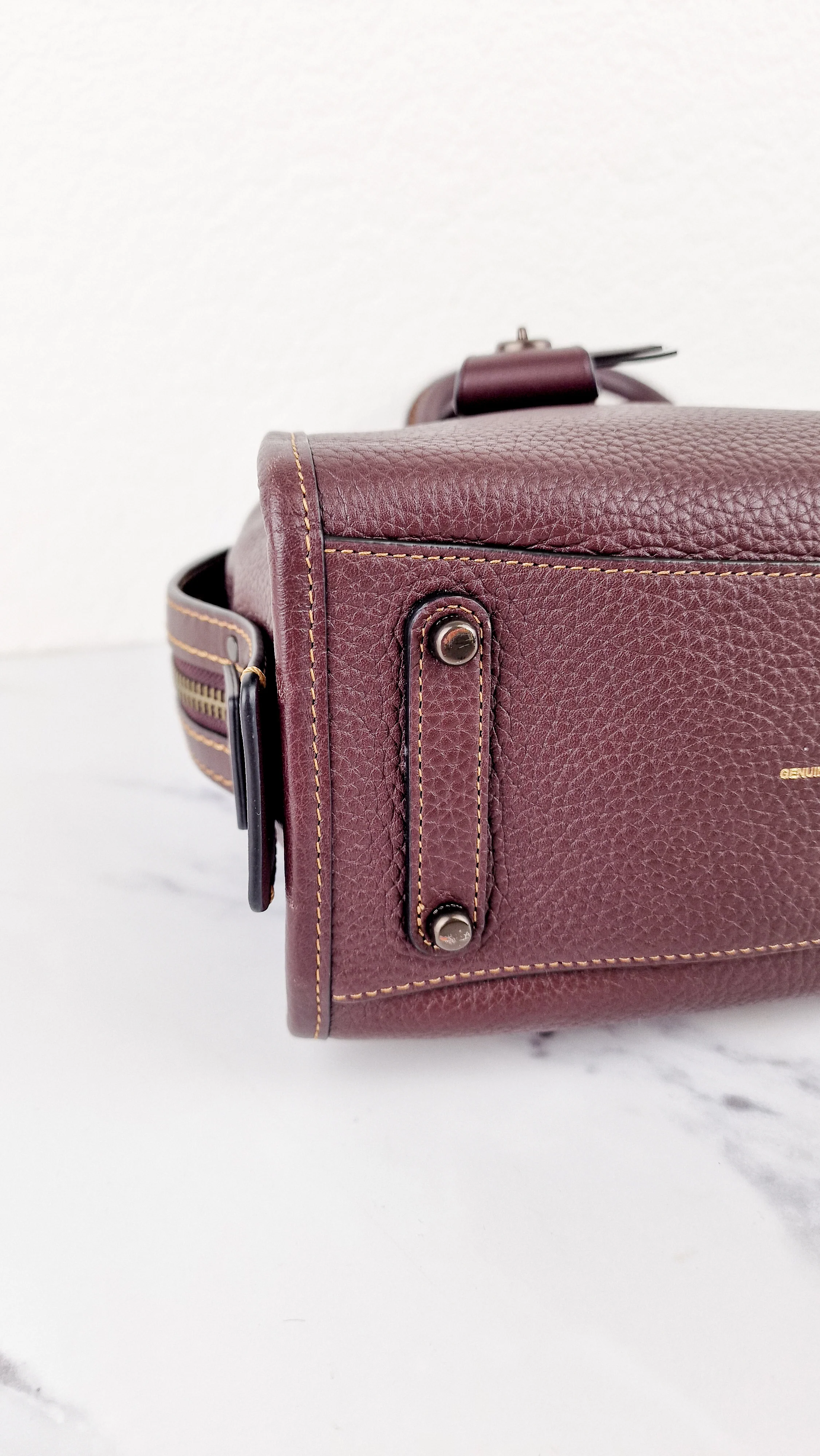 Coach Rogue 25 in Oxblood Pebble Leather with Red Suede Lining Coach 54536 - Image 10