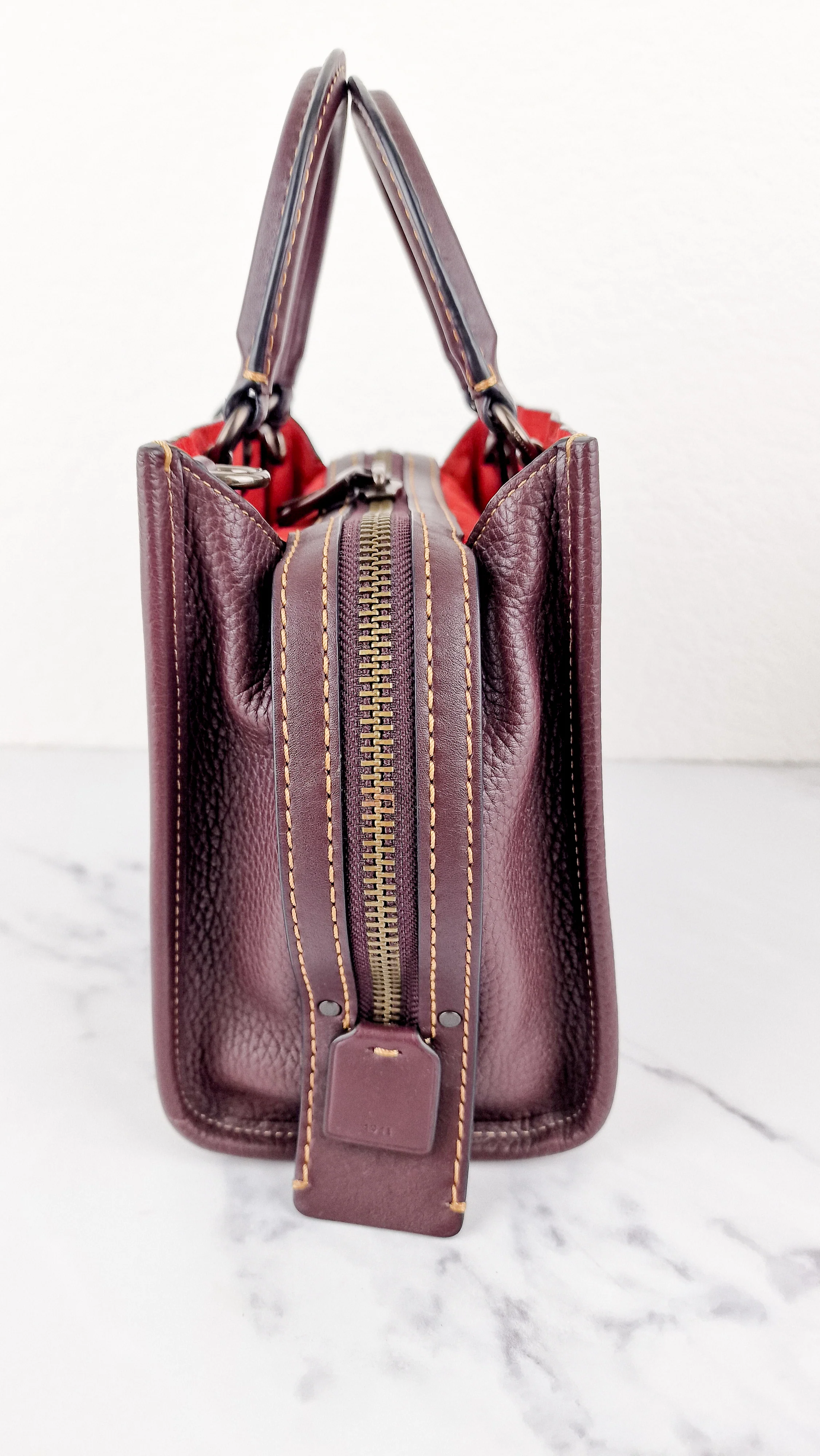 Coach Rogue 25 in Oxblood Pebble Leather with Red Suede Lining Coach 54536 - Image 5