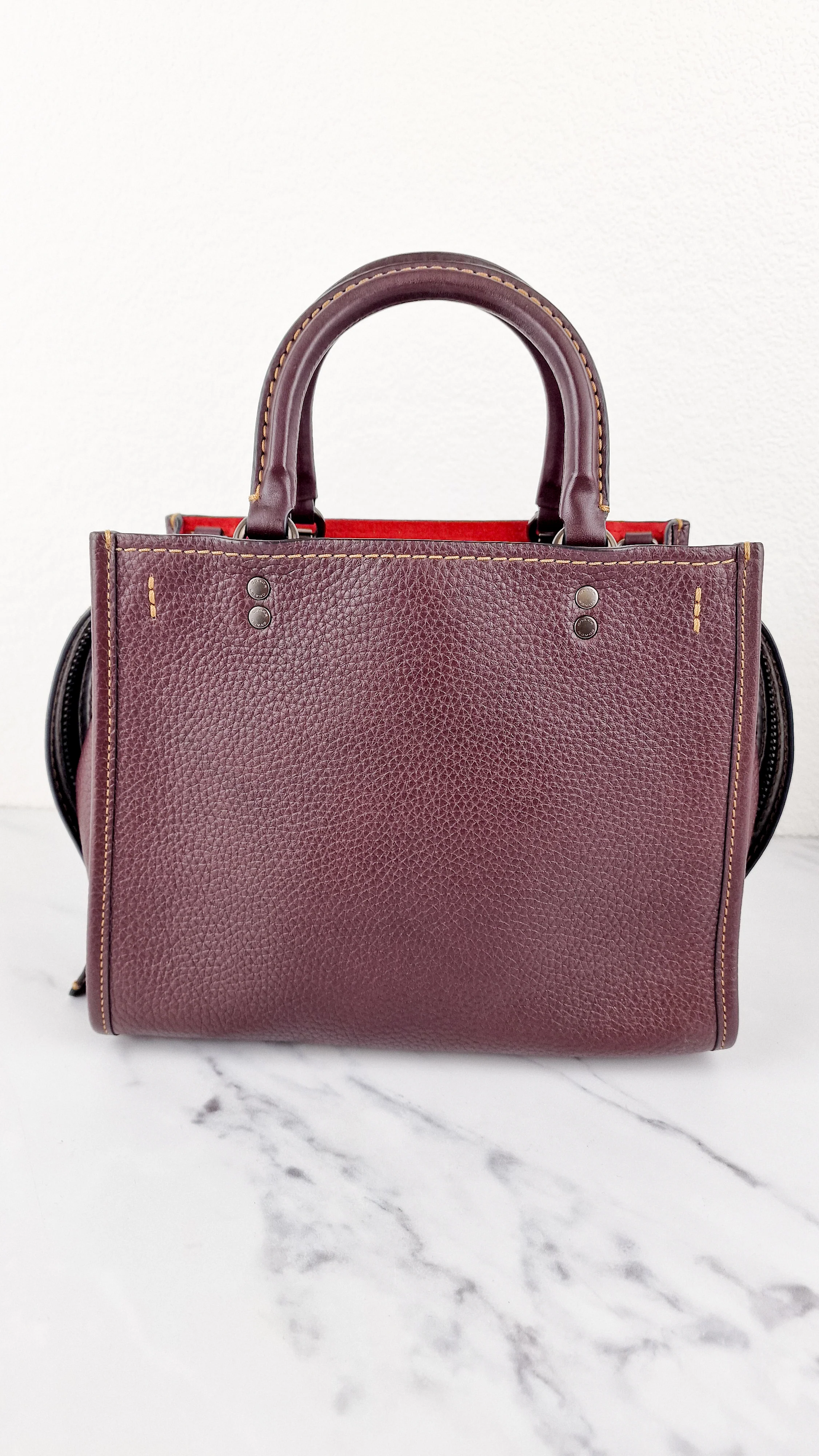Coach Rogue 25 in Oxblood Pebble Leather with Red Suede Lining Coach 54536 - Image 7