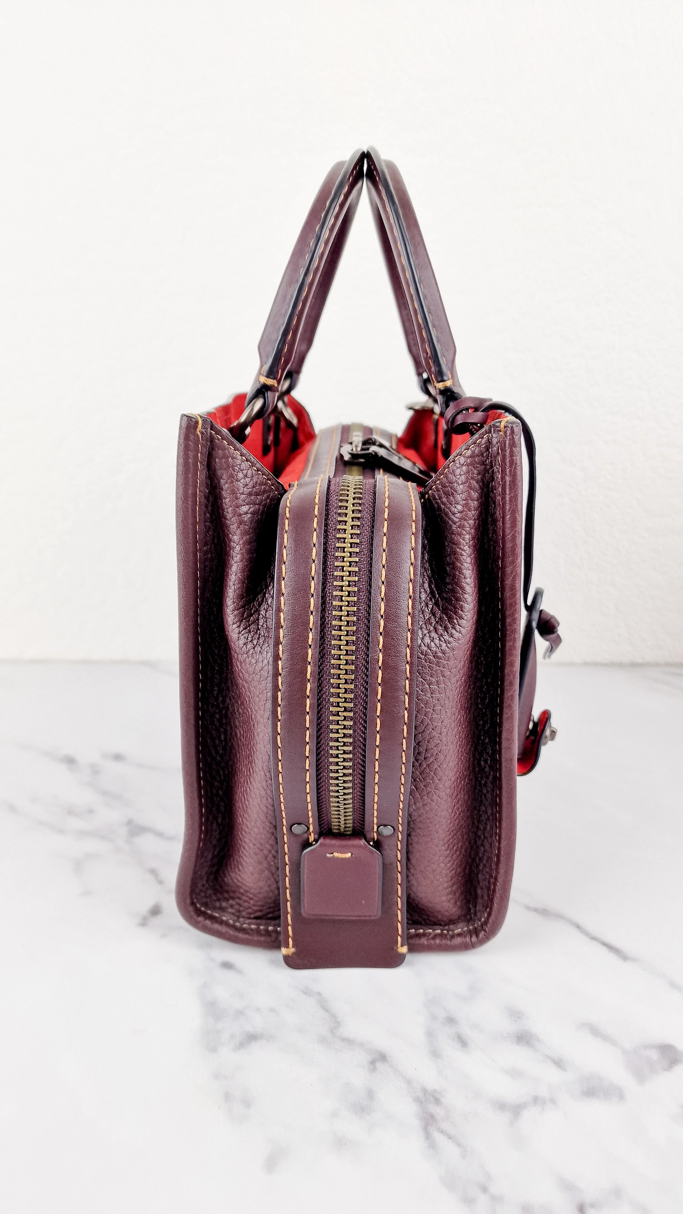 Coach Rogue 25 in Oxblood Pebble Leather with Red Suede Lining Coach 54536 - Image 8
