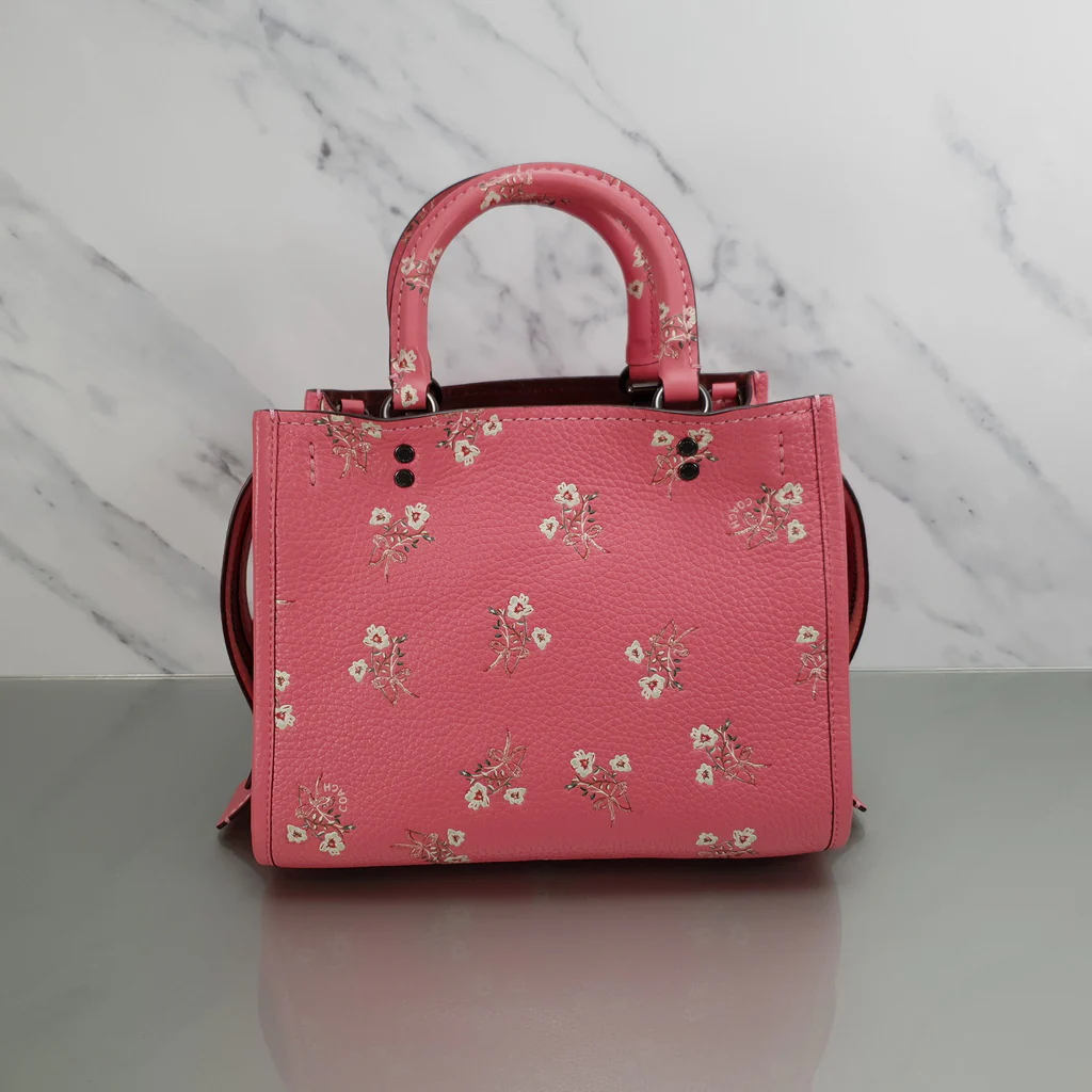 Coach Rogue 25 in Pink Floral Bow - Pebble Leather Handbag - SAMPLE BAG - Image 4