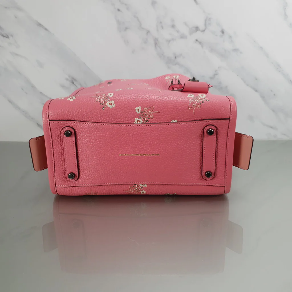 Coach Rogue 25 in Pink Floral Bow - Pebble Leather Handbag - SAMPLE BAG - Image 7