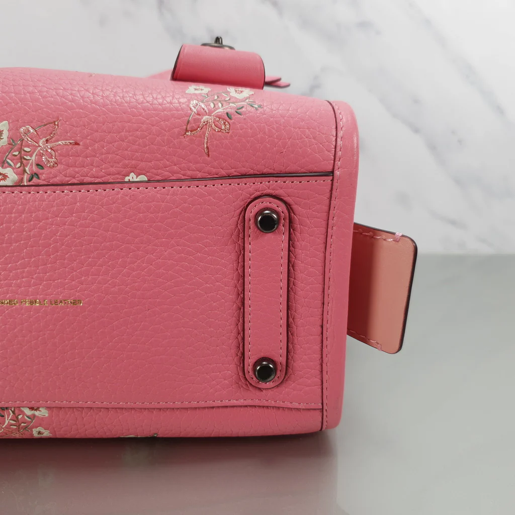 Coach Rogue 25 in Pink Floral Bow - Pebble Leather Handbag - SAMPLE BAG - Image 9