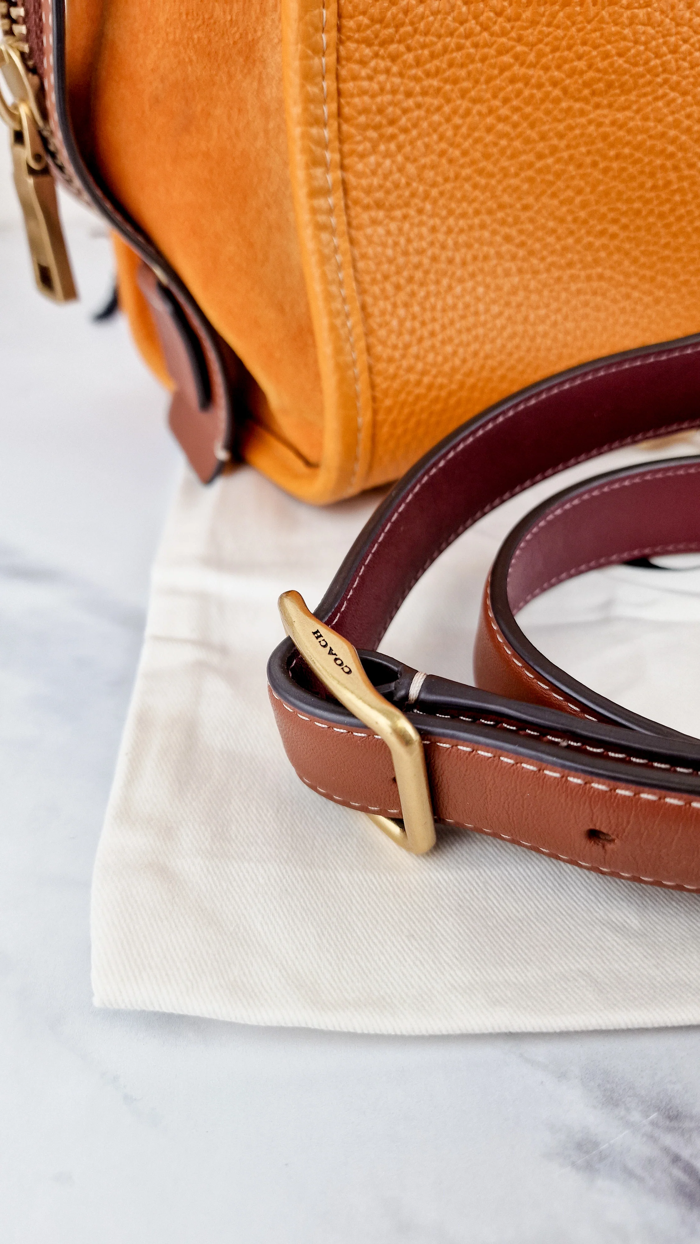 Coach Rogue 25 Colorblock Papaya Orange Leather & Suede - Handbag Crossbody Shoulder Bag - Coach C5575 - Image 20