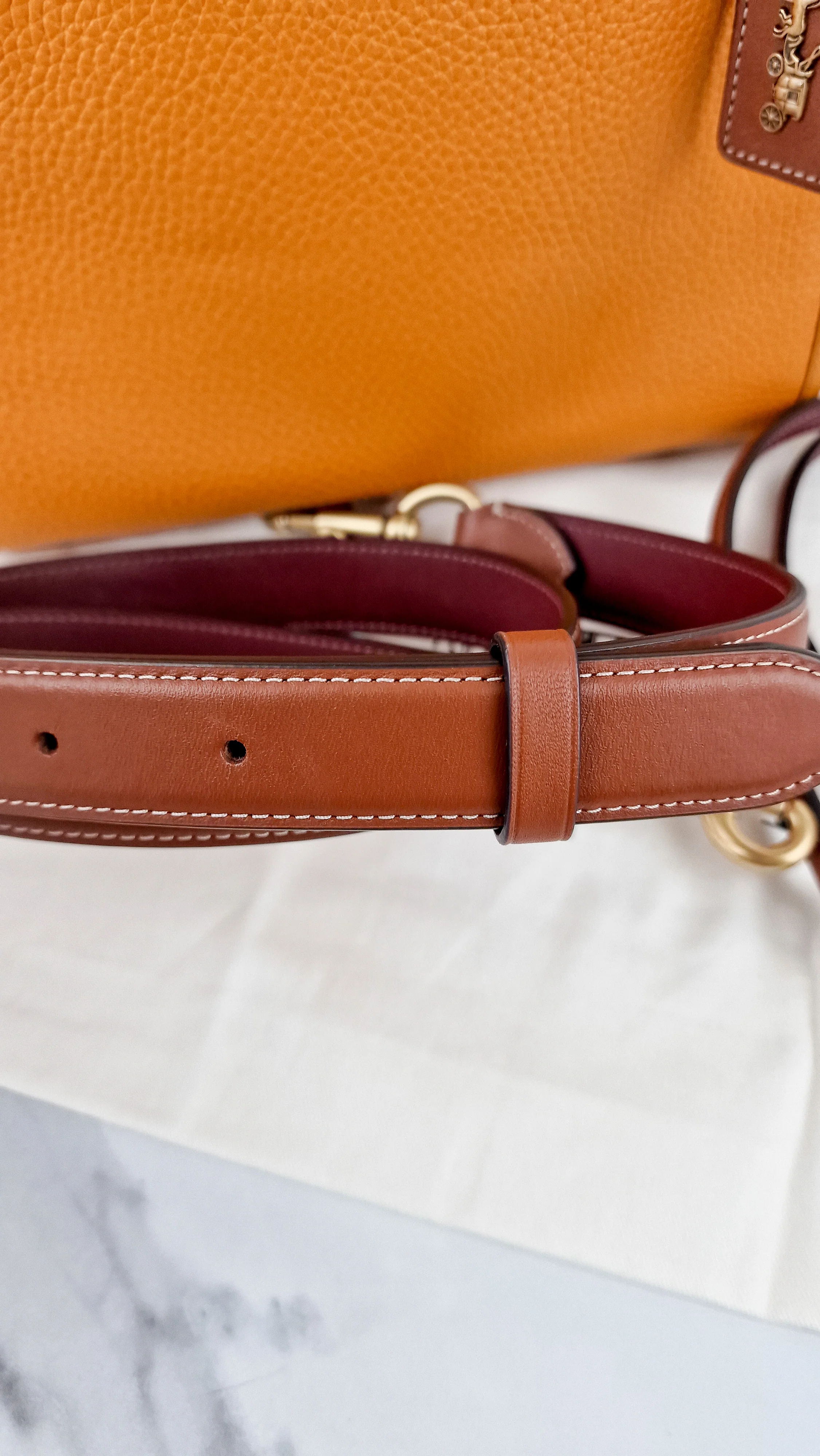 Coach Rogue 25 Colorblock Papaya Orange Leather & Suede - Handbag Crossbody Shoulder Bag - Coach C5575 - Image 22